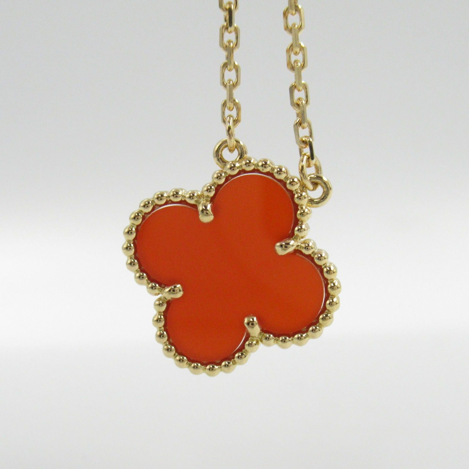Van Cleef & Arpels Van Cleef Arpels Alhambra Carnelian Necklace K18 (Yellow Gold) Orange Size ONE SIZE - 6 Thumbnail