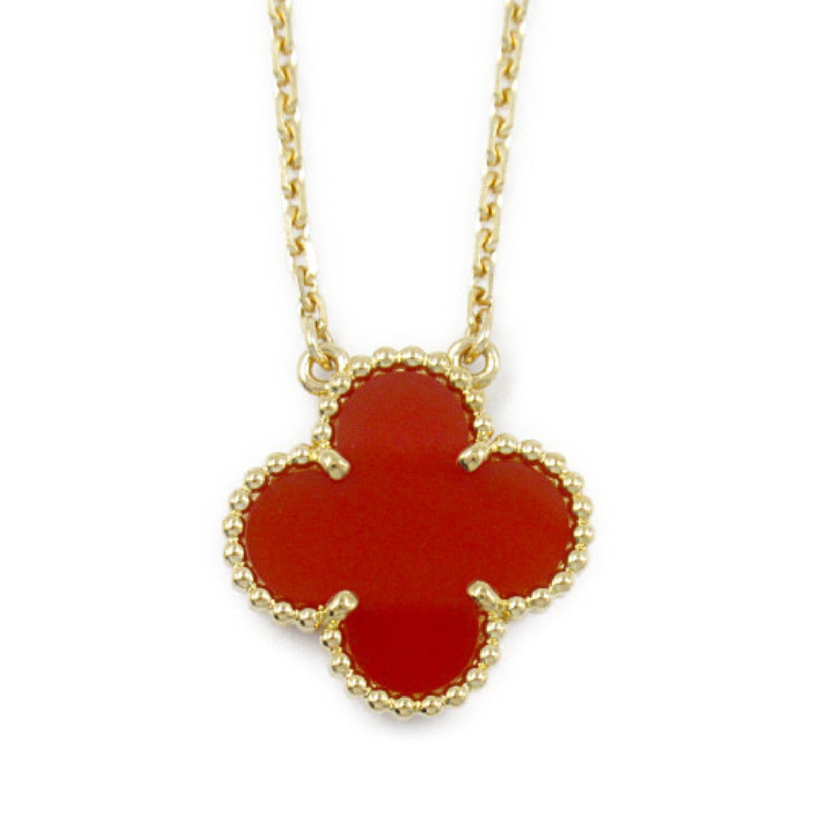 Van Cleef & Arpels Van Cleef Arpels Alhambra Carnelian Necklace K18 (Yellow Gold) Orange Size ONE SIZE - 2 Thumbnail