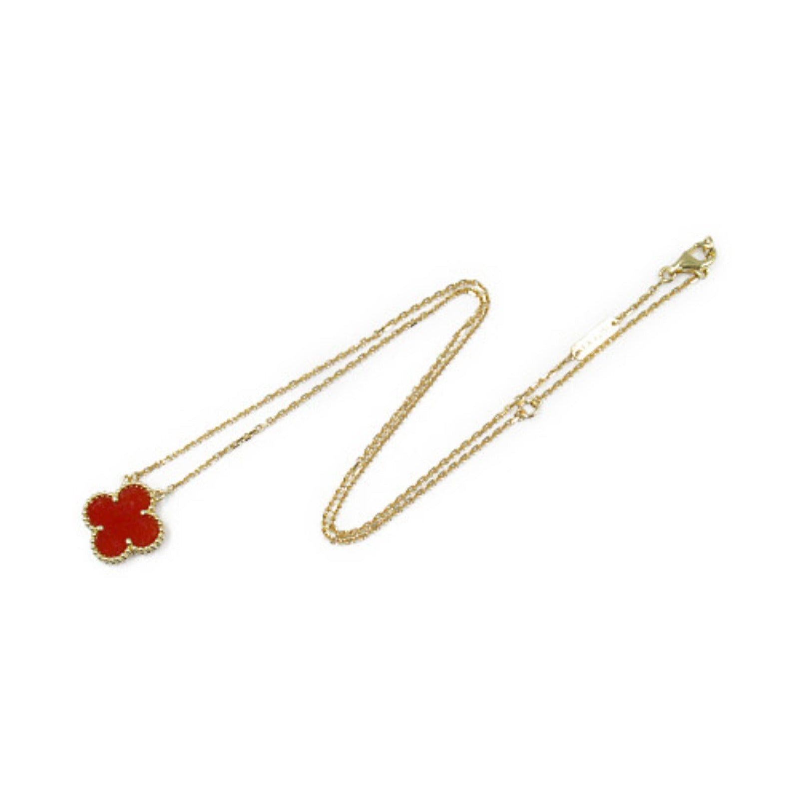 Van Cleef & Arpels Van Cleef Arpels Alhambra Carnelian Necklace K18 (Yellow Gold) Orange Size ONE SIZE - 3 Thumbnail