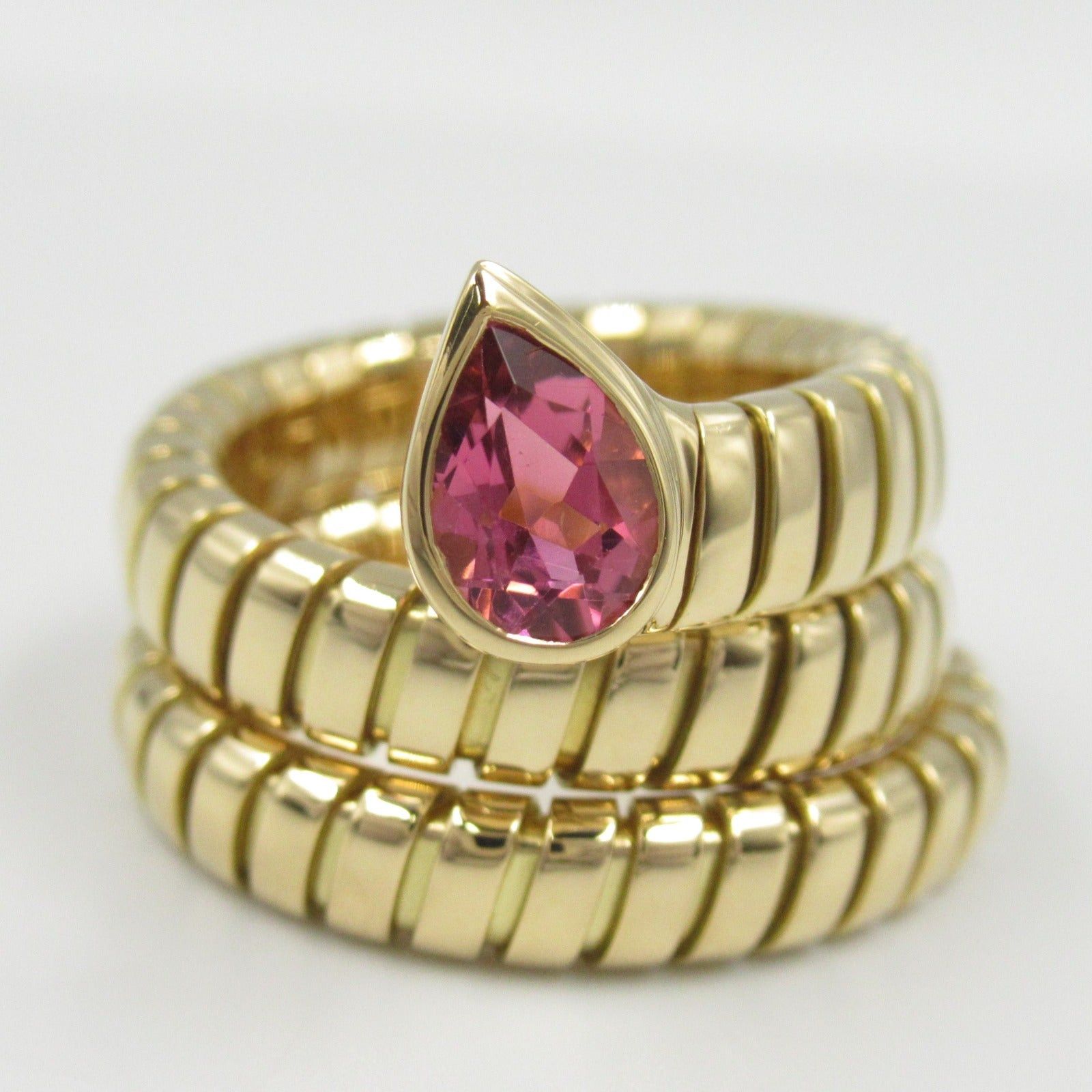 Bvlgari Bvlgari Tubogas Pink Tourmaline Ring K18 (Yellow Gold) Size ONE SIZE - 5 Thumbnail