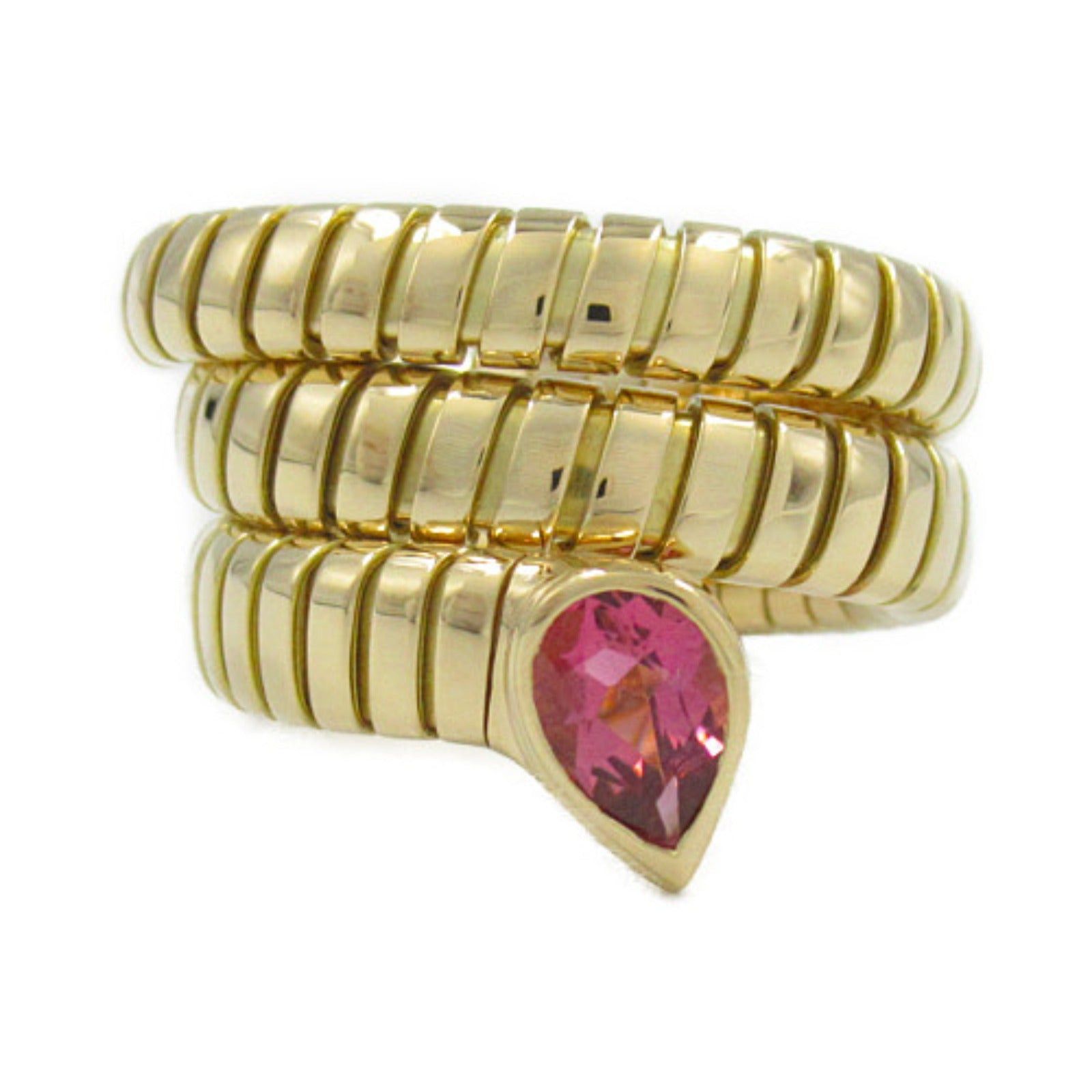 Bvlgari Bvlgari Tubogas Pink Tourmaline Ring K18 (Yellow Gold) Size ONE SIZE - 2 Thumbnail