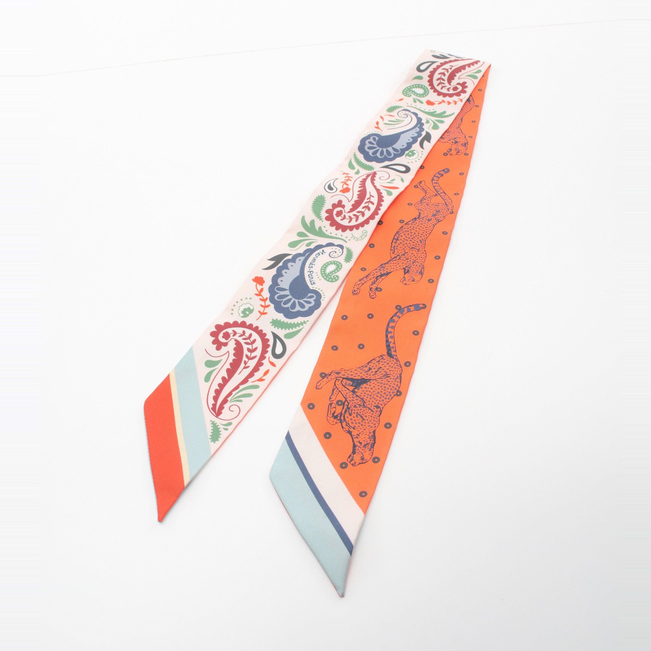 Hermes Hermes Twilly Ribbon Scarf Silk Off White Multicolor Size ONE SIZE - 4 Thumbnail