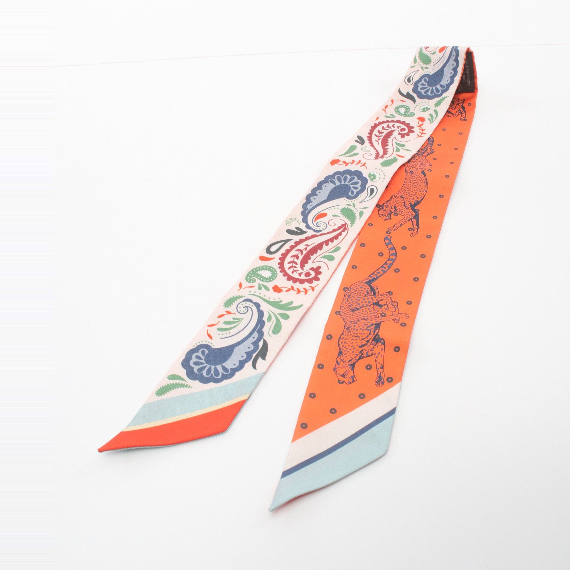 Hermes Hermes Twilly Ribbon Scarf Silk Off White Multicolor Size ONE SIZE - 5 Thumbnail