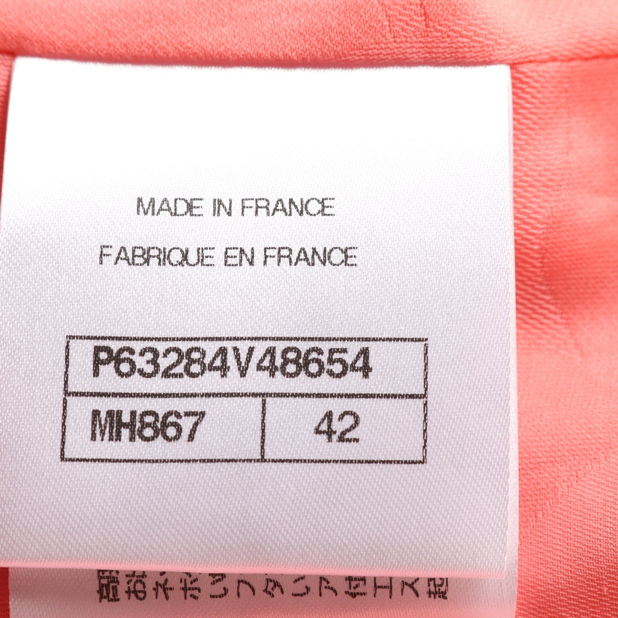 Chanel Chanel Cocomark Button Tweed No-Collar Jacket Nylon Cotton Coral Pink Size ONE SIZE - 5 Thumbnail