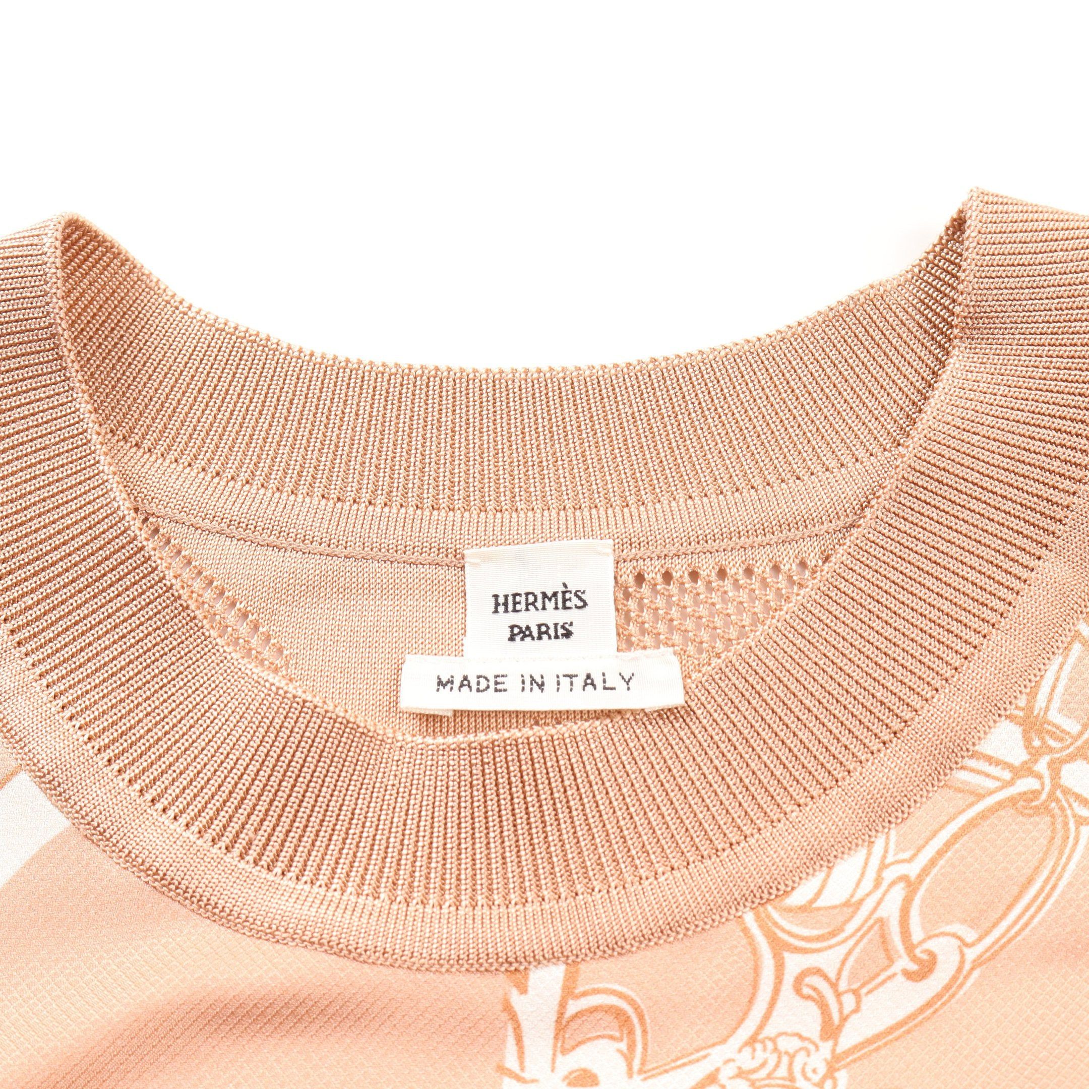 Hermes Hermes En Desordre Finesse Twill Laine Knit Silk Pink Brown Ivory Size ONE SIZE - 3 Thumbnail