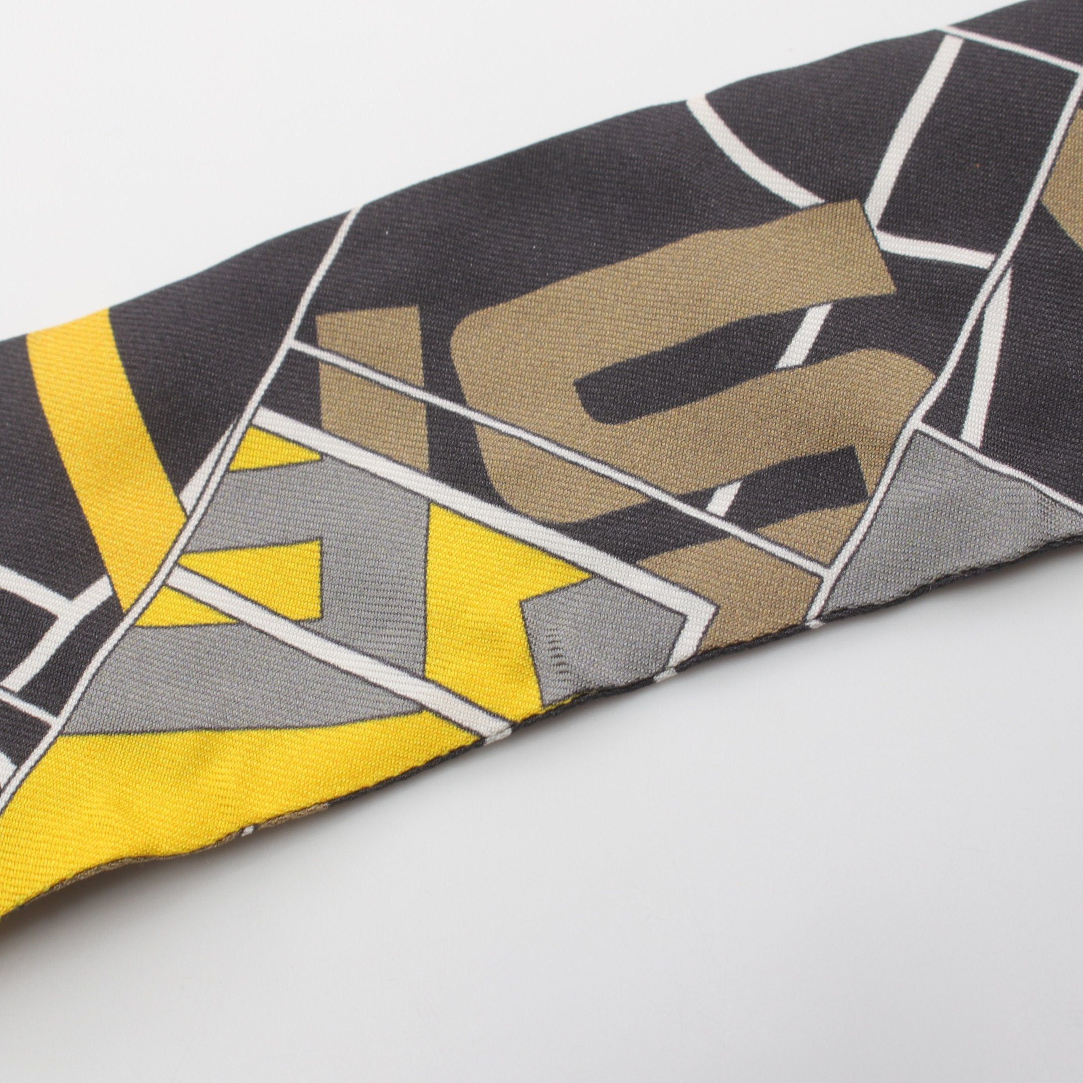 Hermes Hermes Twilly Ribbon Scarf Silk Black Yellow Multicolor Size ONE SIZE - 7 Thumbnail