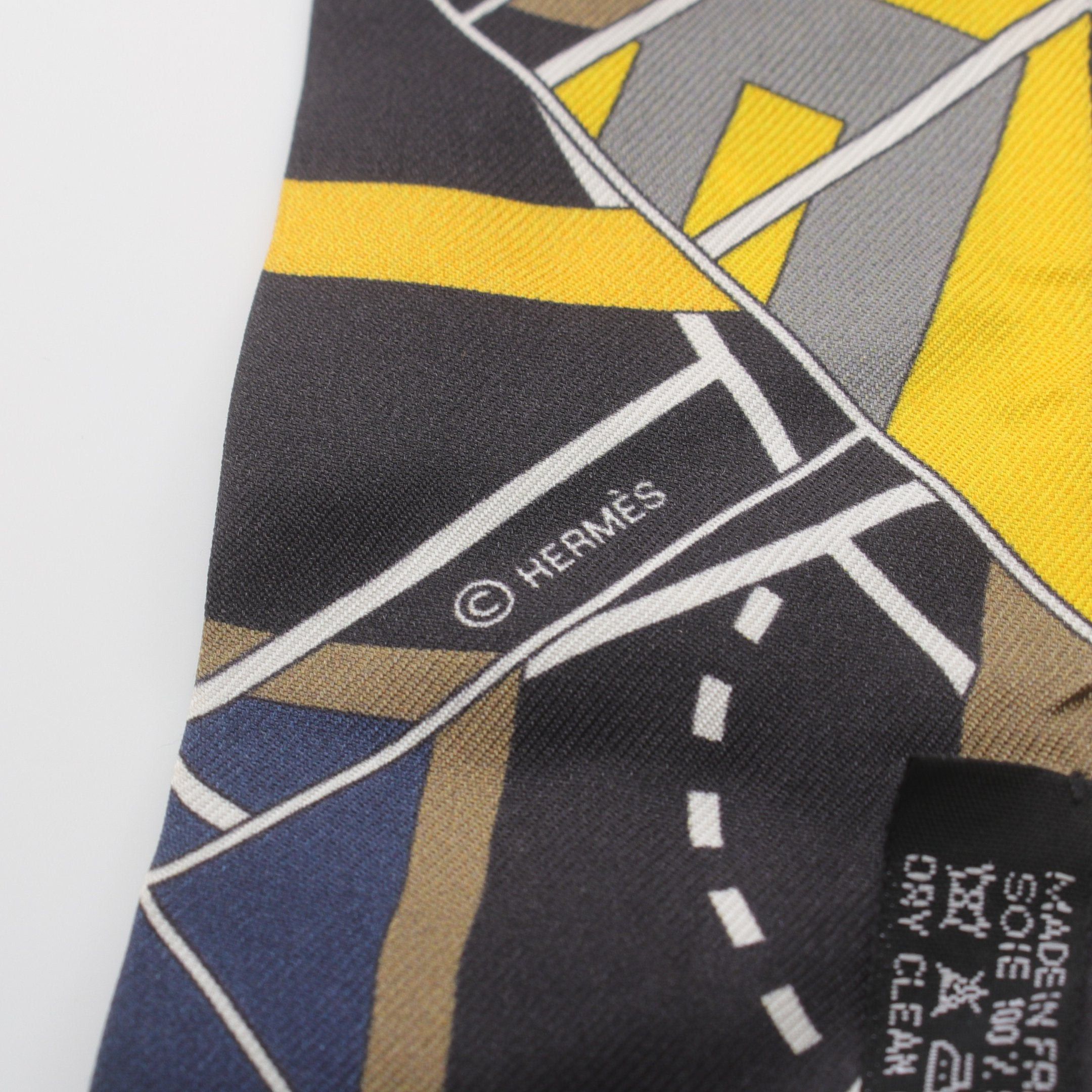 Hermes Hermes Twilly Ribbon Scarf Silk Black Yellow Multicolor Size ONE SIZE - 2 Thumbnail