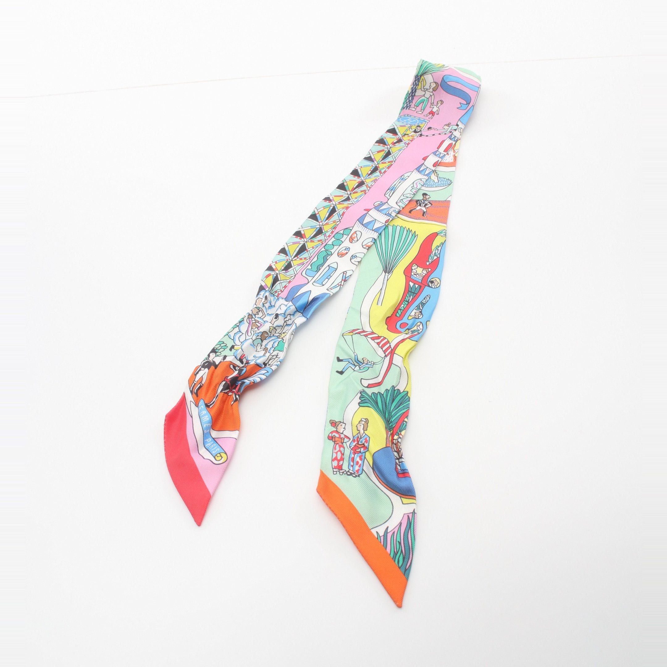Hermes Hermes Twilly Exposition Universell Ribbon Scarf Silk Multicolor Size ONE SIZE - 6 Thumbnail