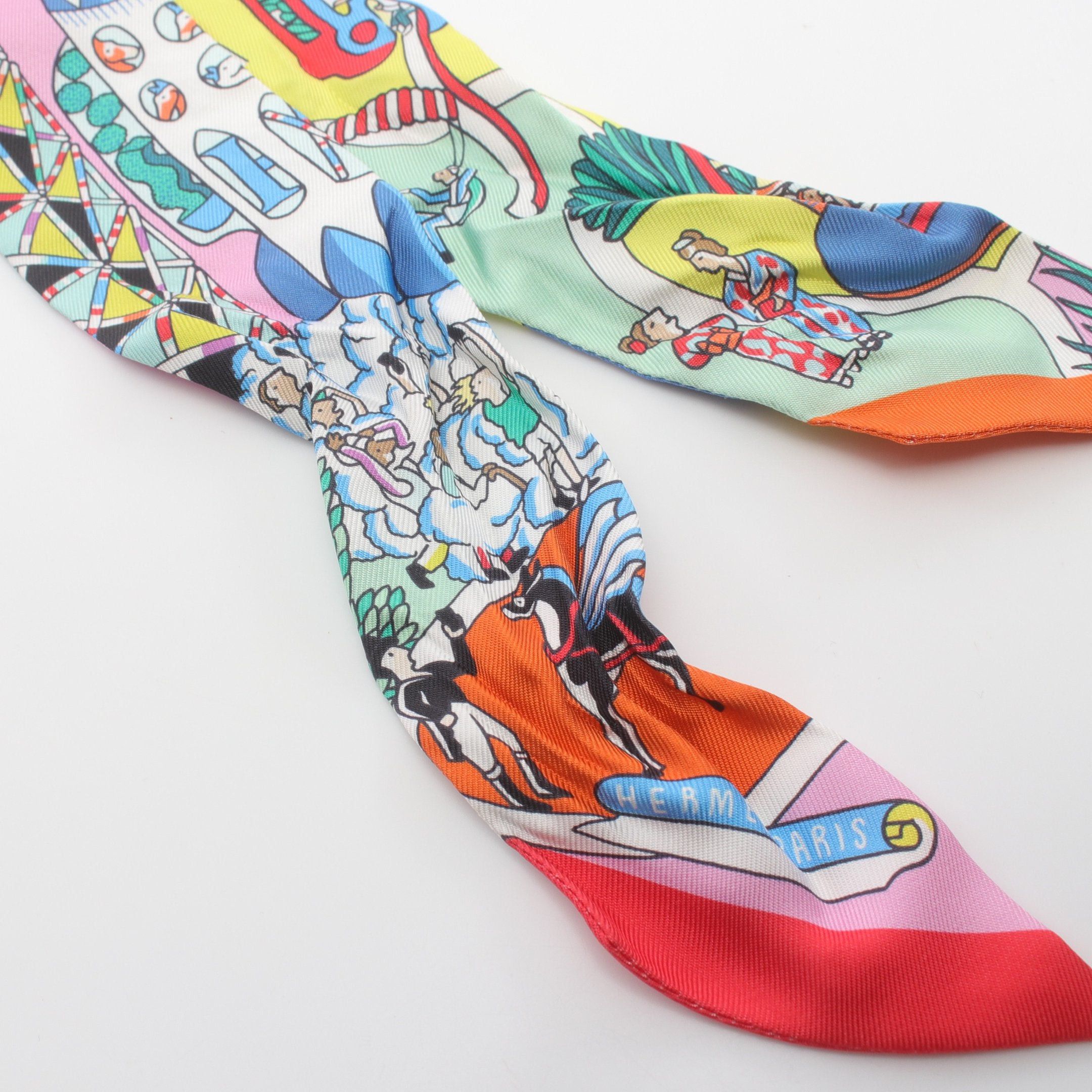 Hermes Hermes Twilly Exposition Universell Ribbon Scarf Silk Multicolor Size ONE SIZE - 4 Thumbnail