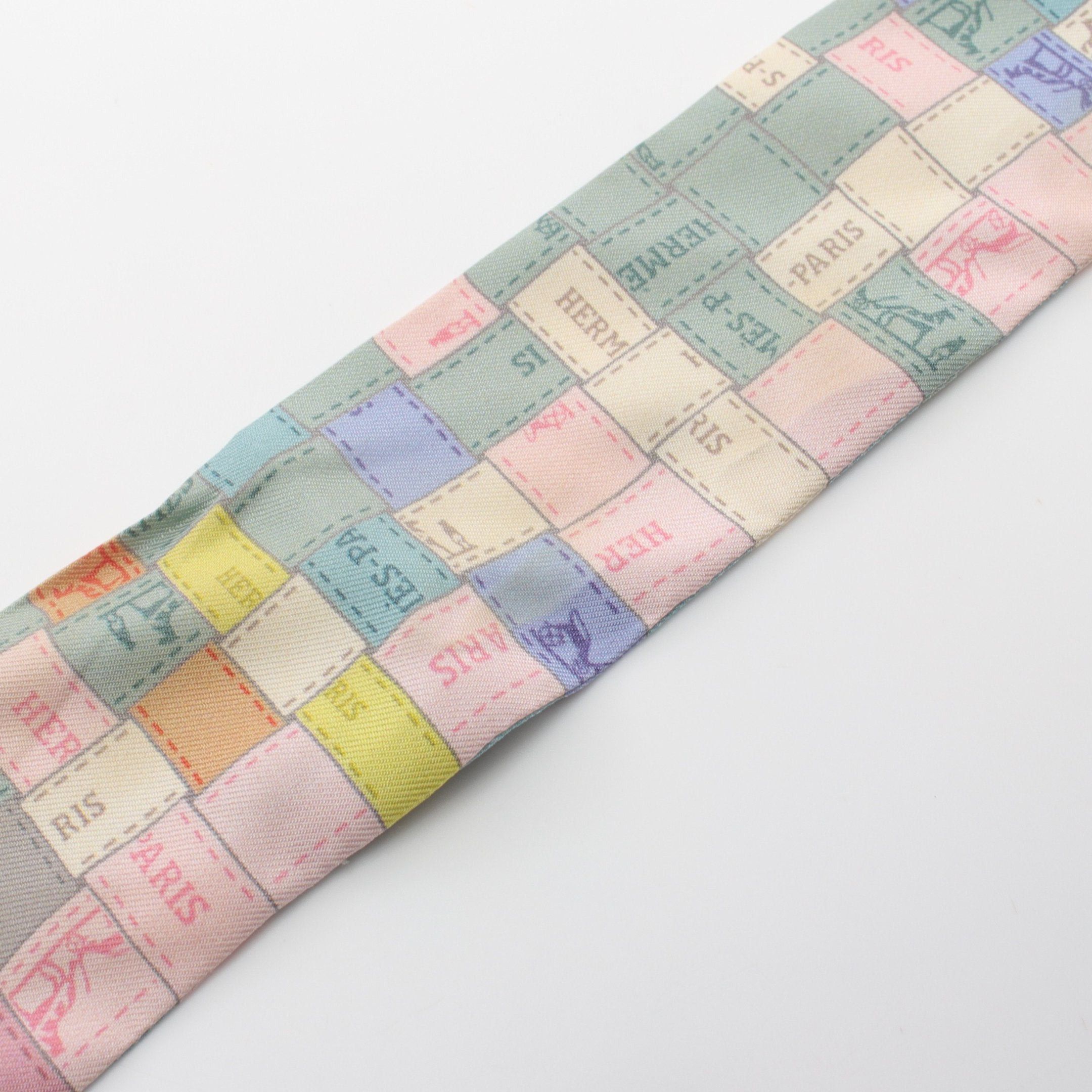 Hermes Hermes Twilly Bolduc Au Carre Ribbon Scarf Silk Gray Multicolor Size ONE SIZE - 4 Thumbnail