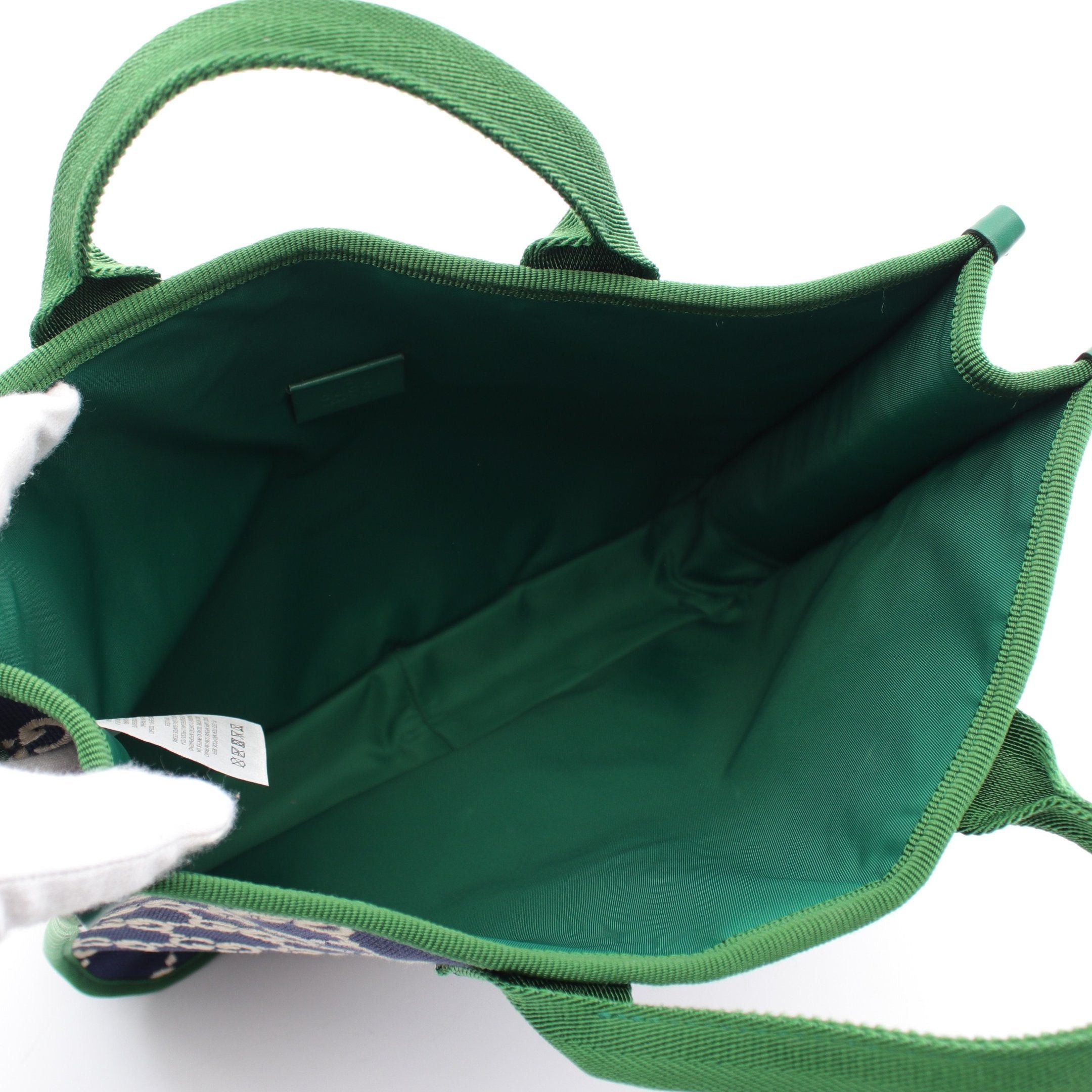 Gucci Gucci Childrens Children'S Gg Pattern Sherry Line Handbag Tote Bag Canvas Navy Green Size ONE SIZE - 3 Thumbnail