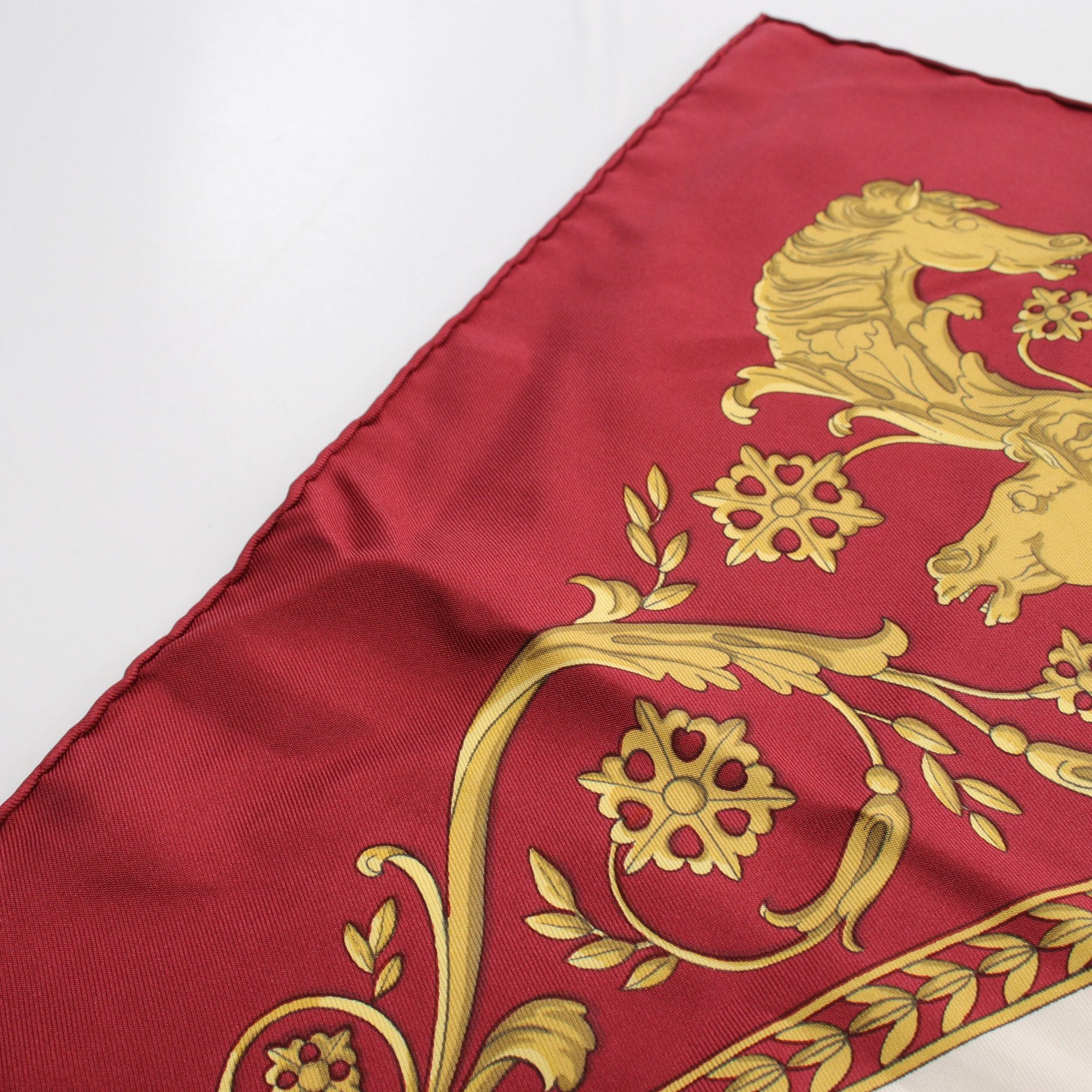 Hermes Hermes Carres 90 La Promenade De Longchamps Scarf Silk Ivory Bordeaux Multicolor Size ONE SIZE - 6 Thumbnail