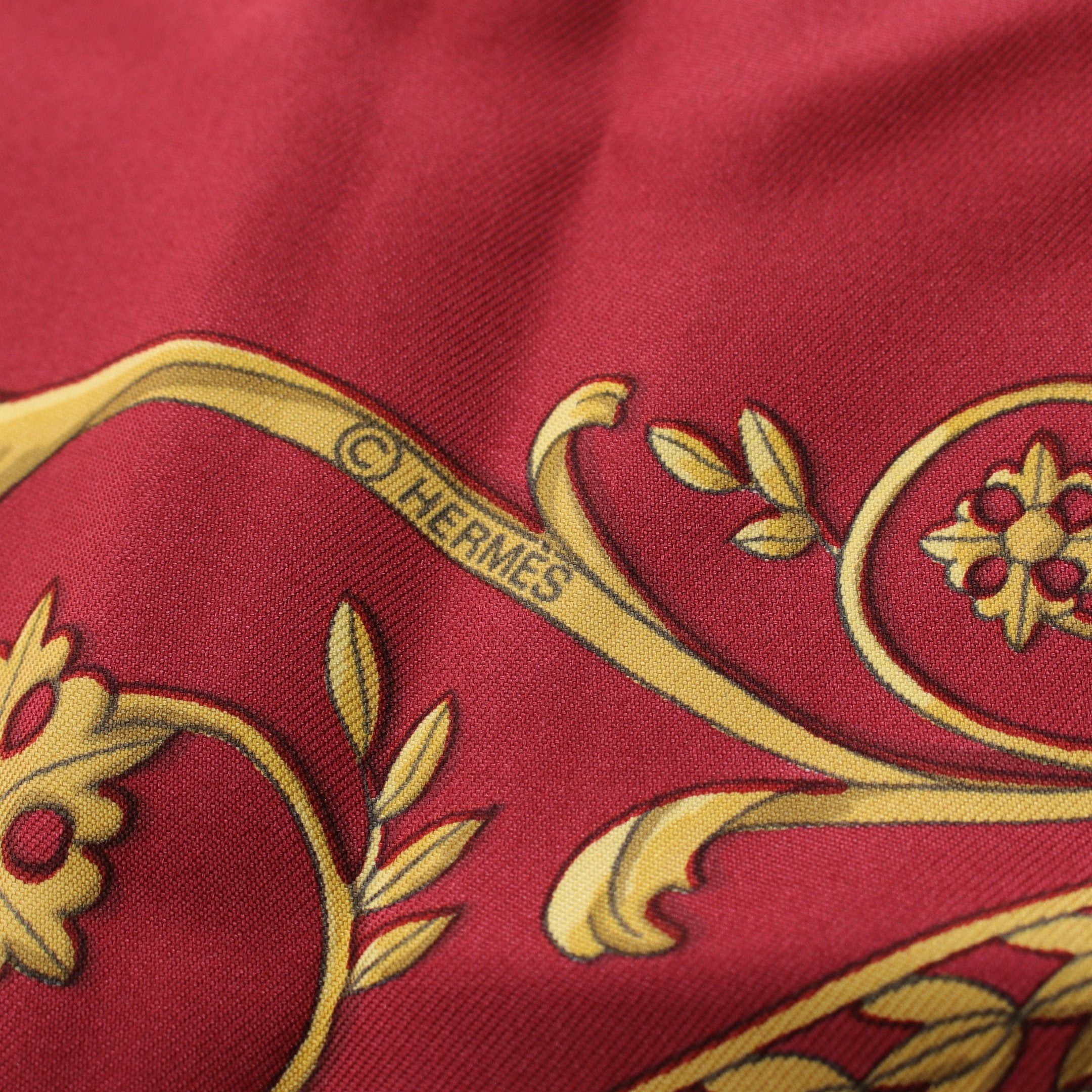 Hermes Hermes Carres 90 La Promenade De Longchamps Scarf Silk Ivory Bordeaux Multicolor Size ONE SIZE - 2 Thumbnail