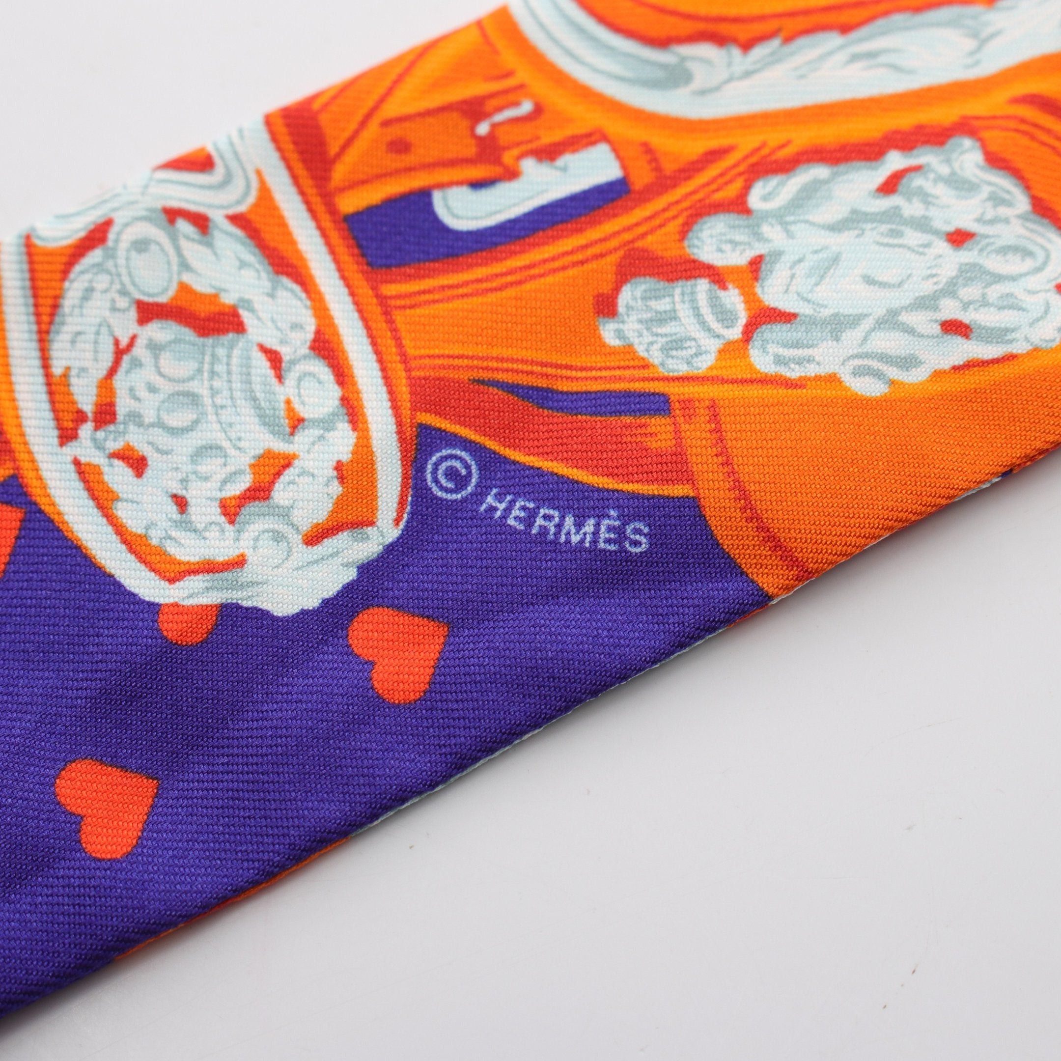 Hermes Hermes Twilly Brides De Gala Love Scarf Silk Blue Multicolor Size ONE SIZE - 2 Thumbnail