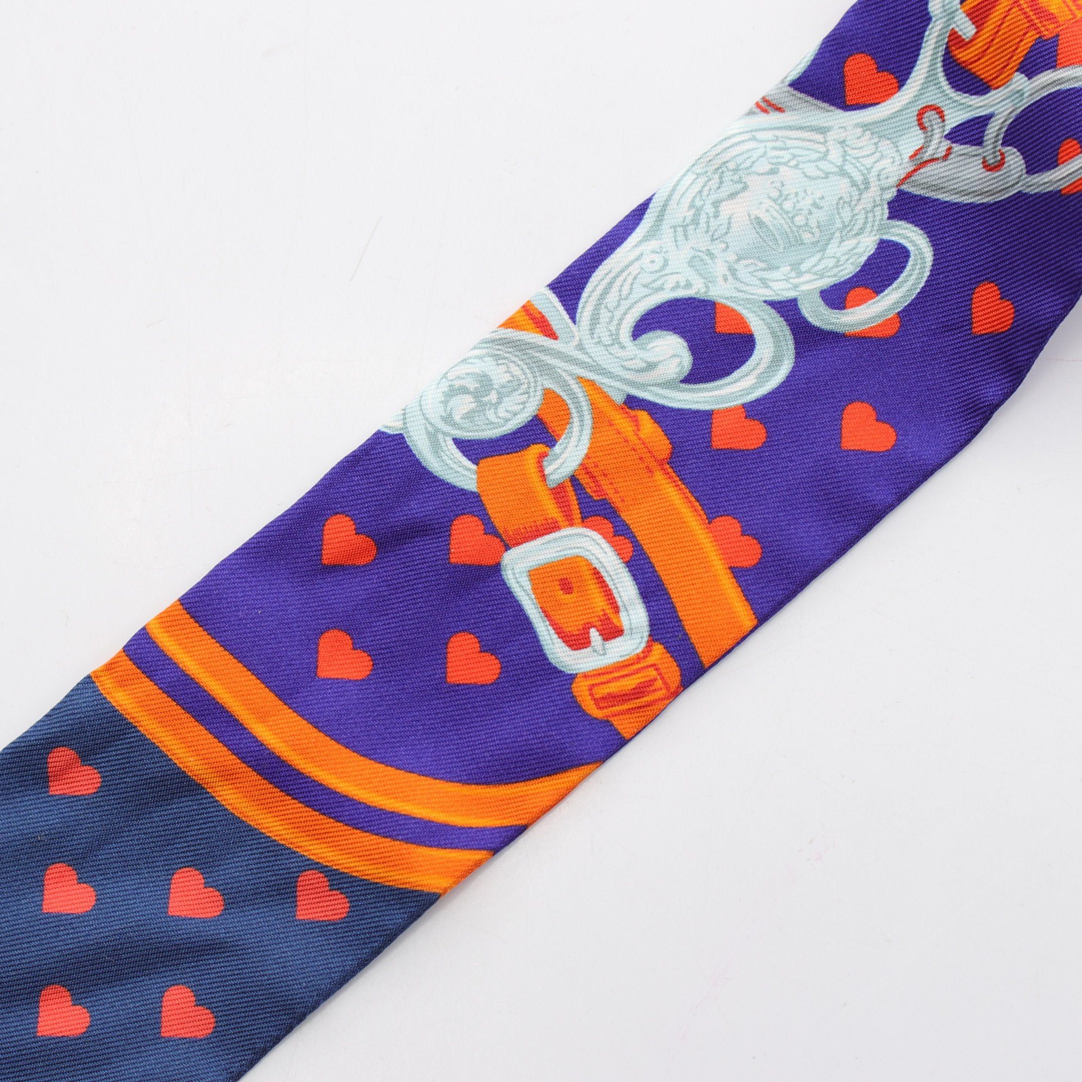 Hermes Hermes Twilly Brides De Gala Love Scarf Silk Blue Multicolor Size ONE SIZE - 5 Thumbnail