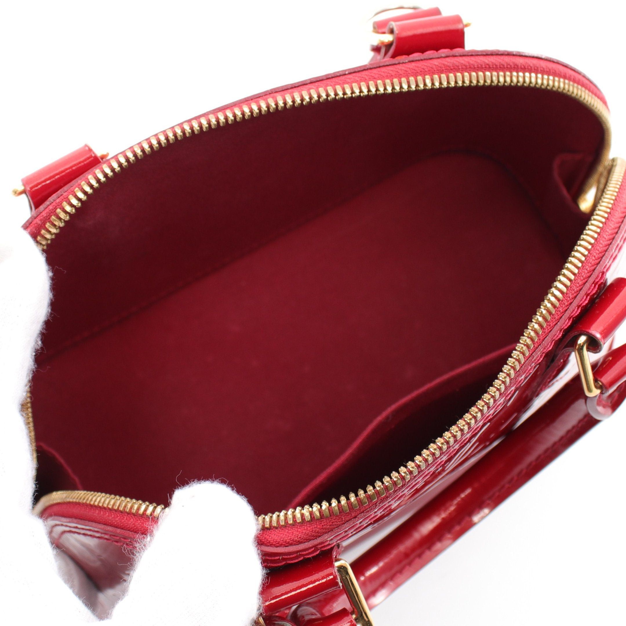 Louis Vuitton Louis Vuitton Alma Bb Monogram Vernis Rouge Grenadine Handbag Leather Red Size ONE SIZE - 3 Thumbnail