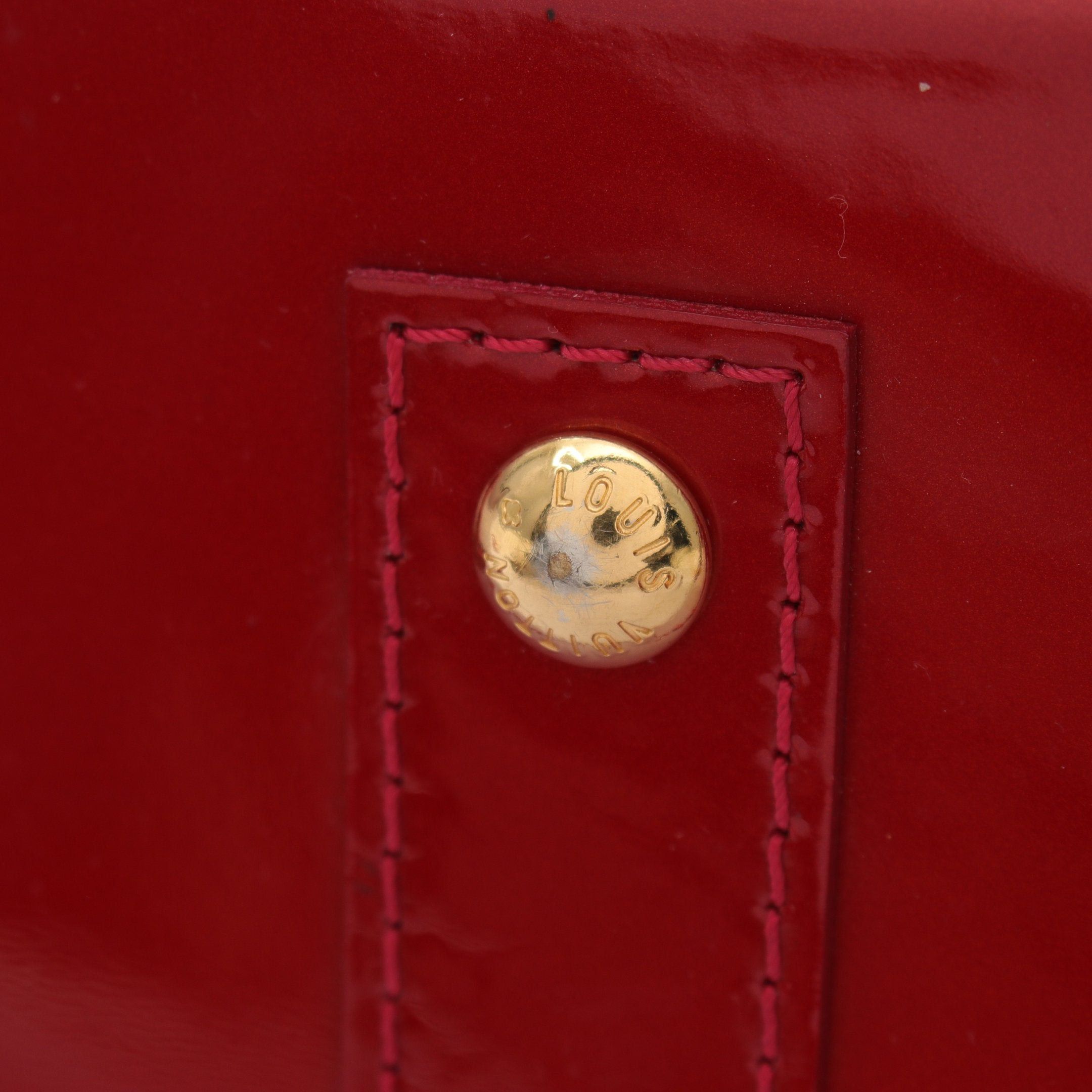Louis Vuitton Louis Vuitton Alma Bb Monogram Vernis Rouge Grenadine Handbag Leather Red Size ONE SIZE - 8 Thumbnail