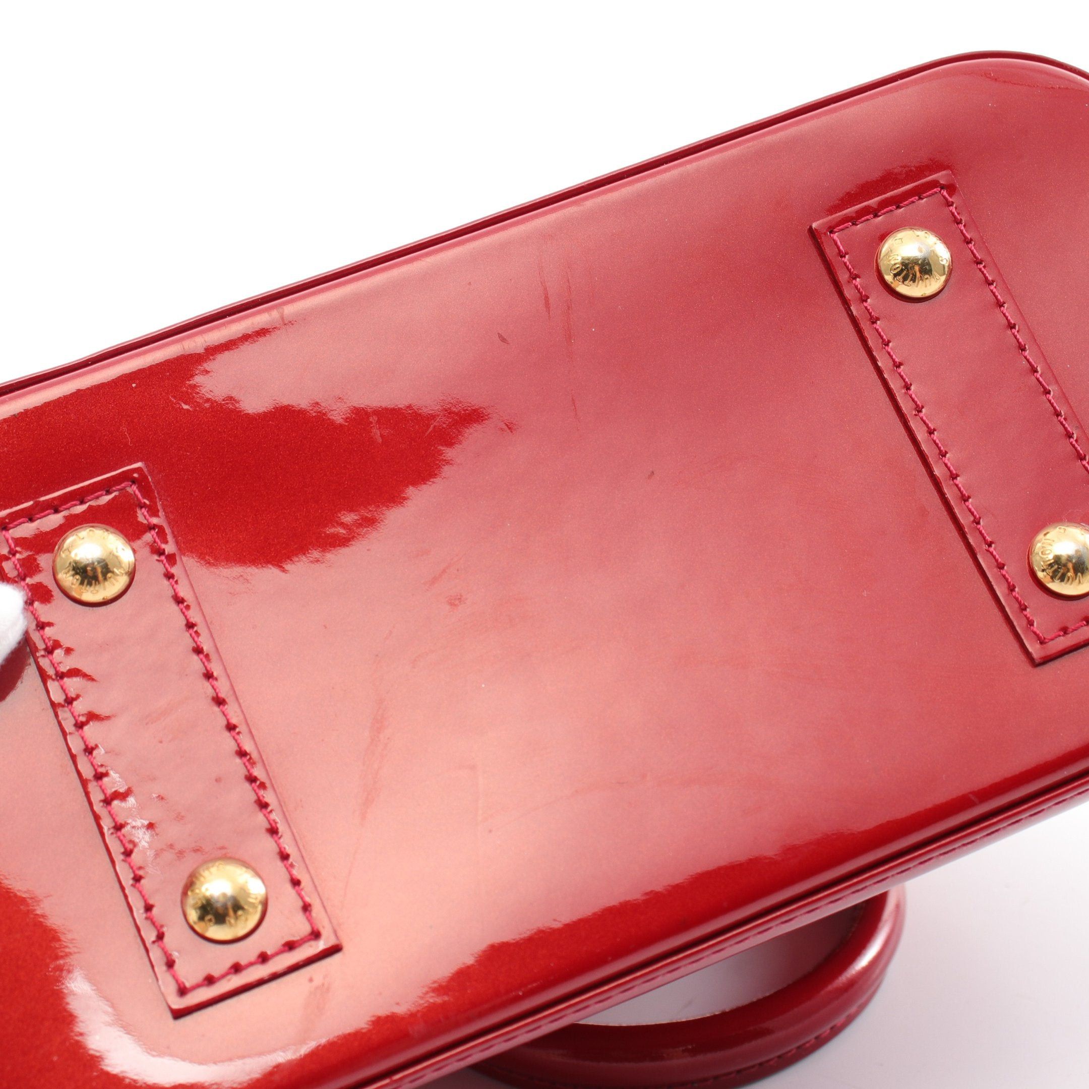 Louis Vuitton Louis Vuitton Alma Bb Monogram Vernis Rouge Grenadine Handbag Leather Red Size ONE SIZE - 9 Thumbnail