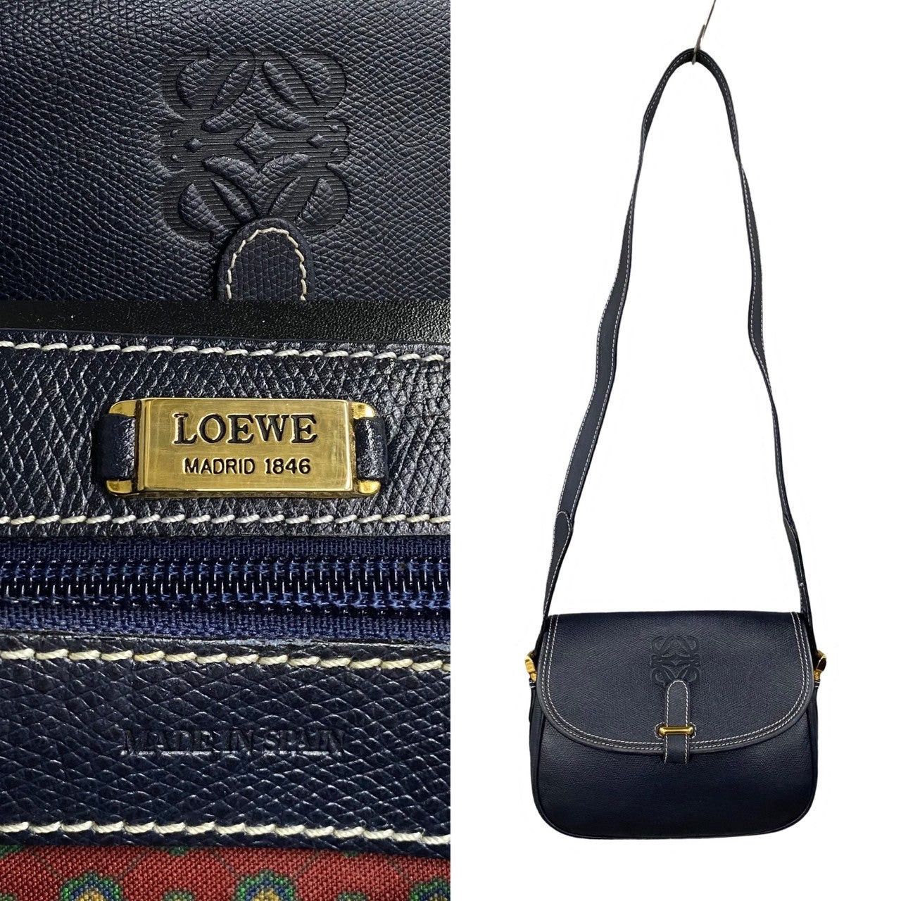 Loewe Loewe Shoulder Bag Navy Leather Size ONE SIZE - 3 Thumbnail