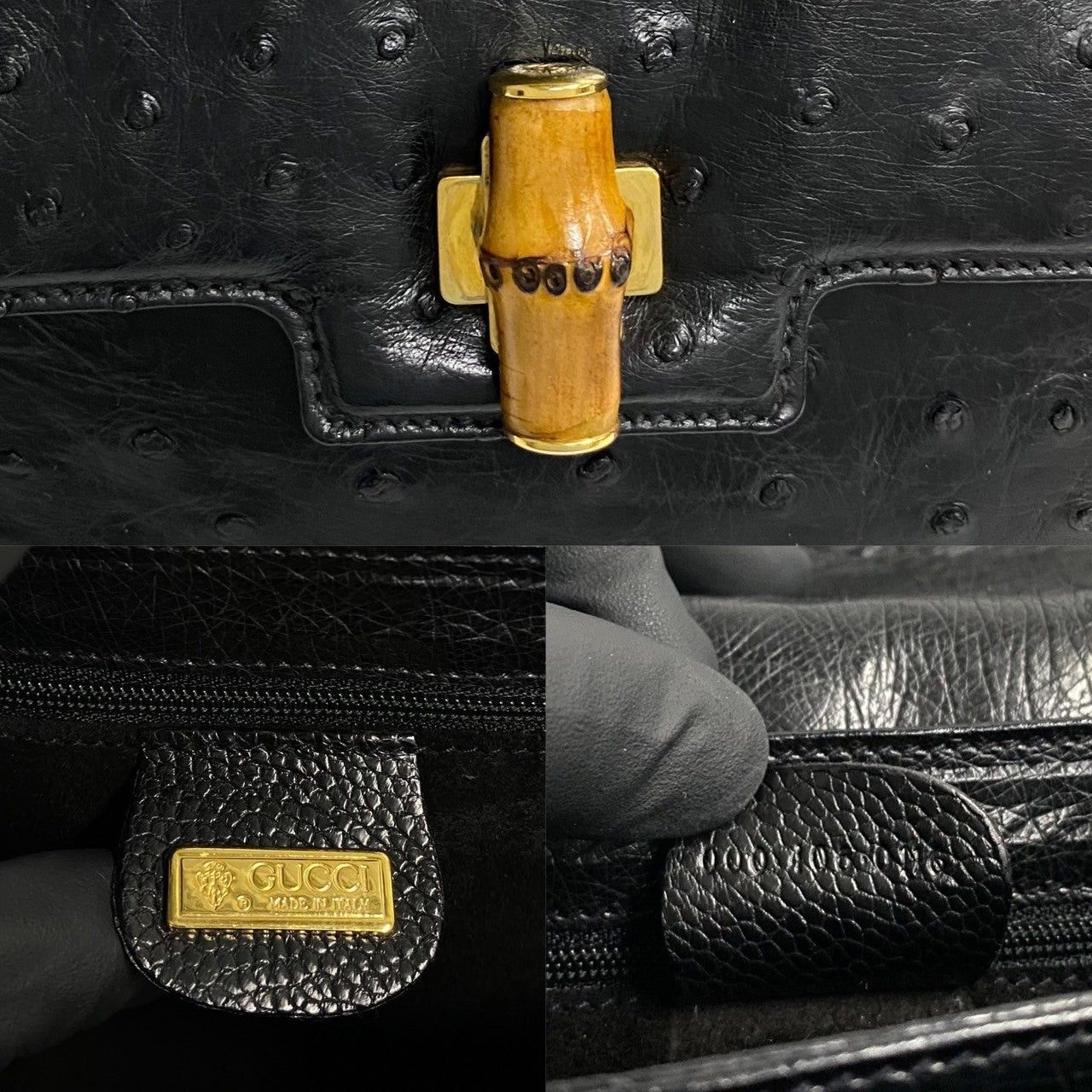 Gucci Gucci Handbag Black Ostrich Size ONE SIZE - 3 Thumbnail