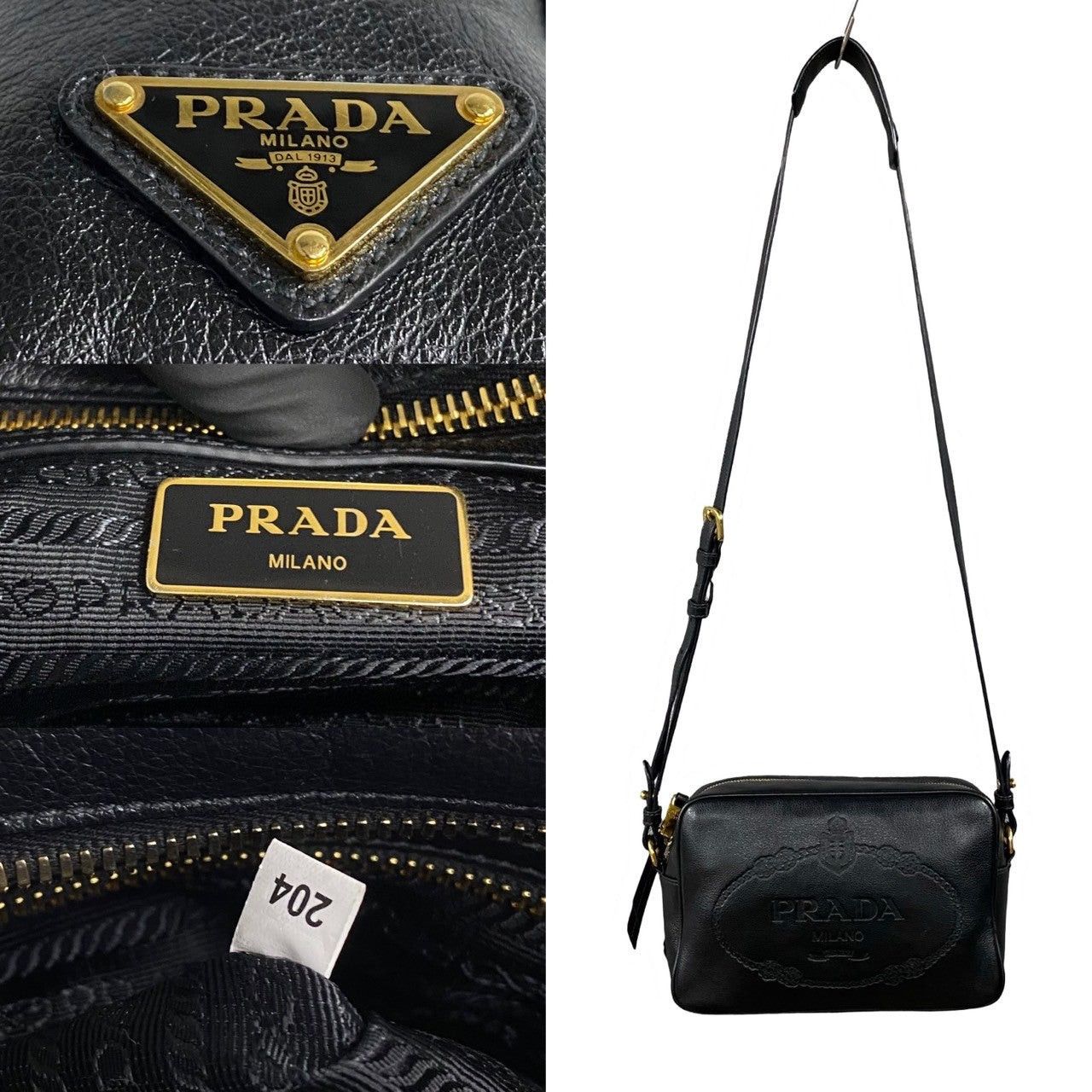 Prada Prada Shoulder Bag Black Leather Size ONE SIZE - 3 Thumbnail