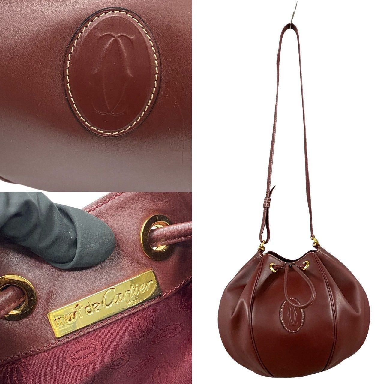 Cartier Cartier Shoulder Bag Bordeaux Leather Size ONE SIZE - 3 Thumbnail