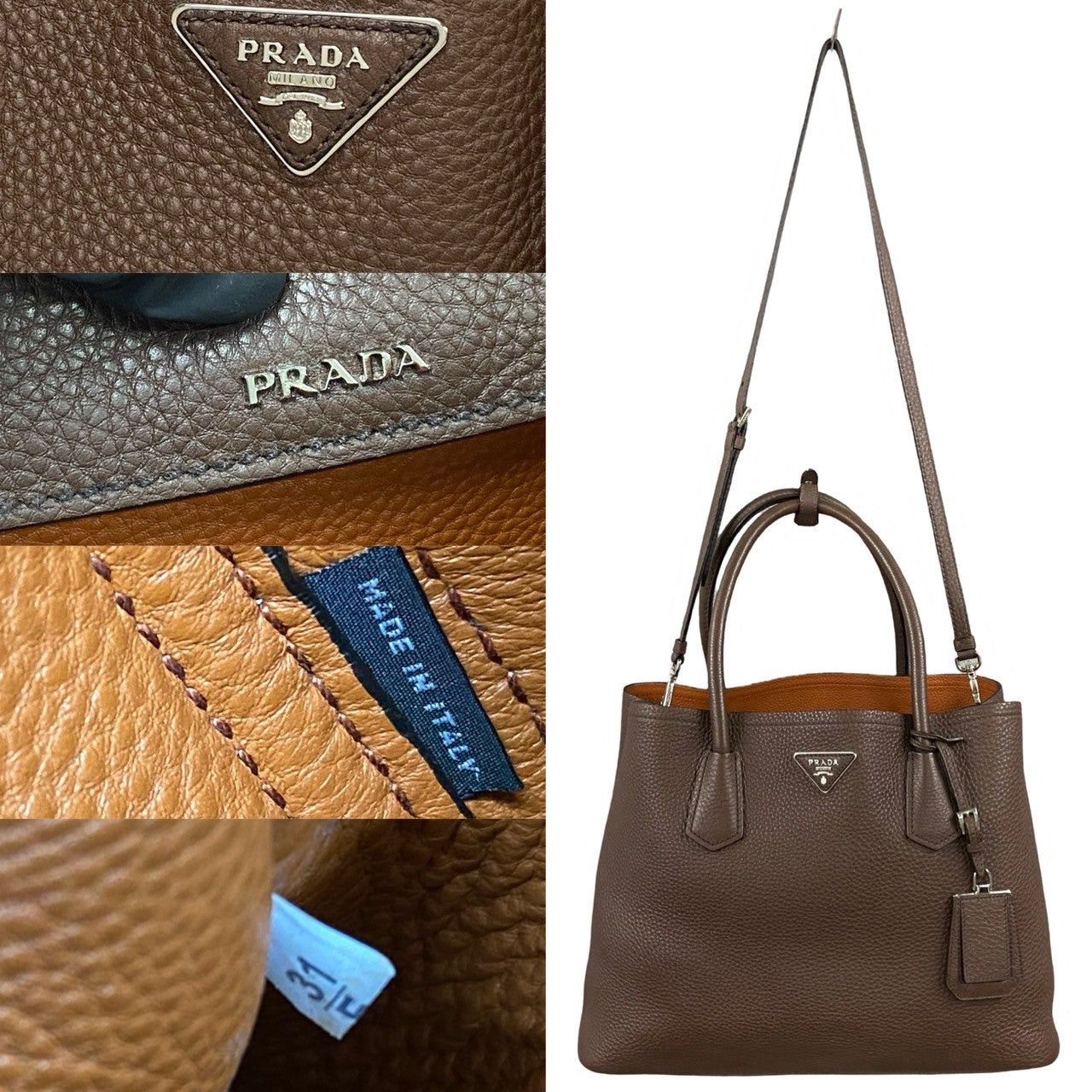 Prada Prada Shoulder Bag Brown Leather Size ONE SIZE - 3 Thumbnail
