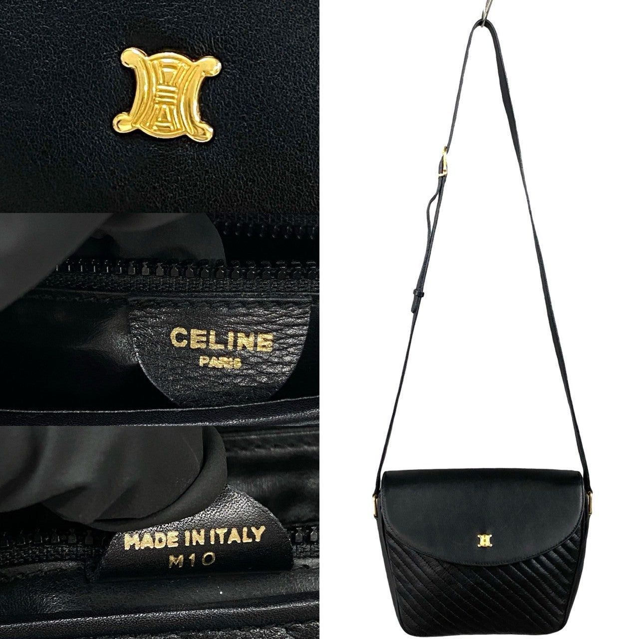 Celine Celine Shoulder Bag Black Leather Size ONE SIZE - 3 Thumbnail