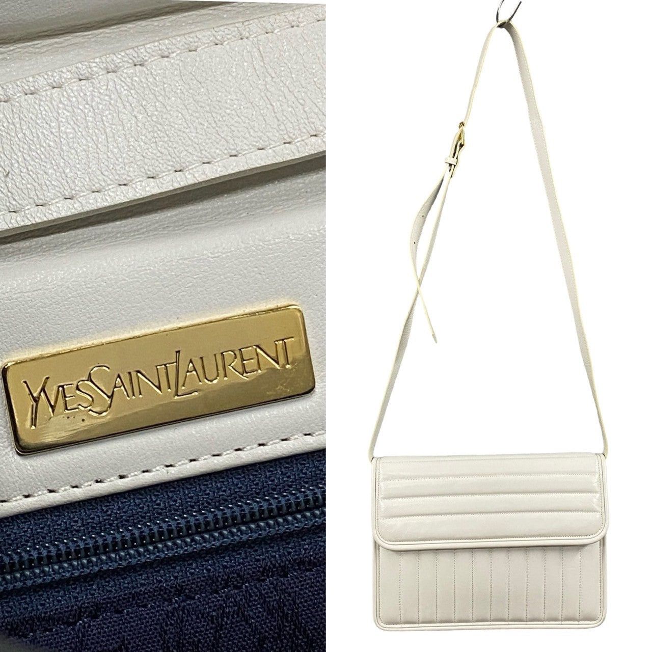 Yves Saint Laurent Yves Saint Laurent Shoulder Bag White Leather Size ONE SIZE - 3 Thumbnail