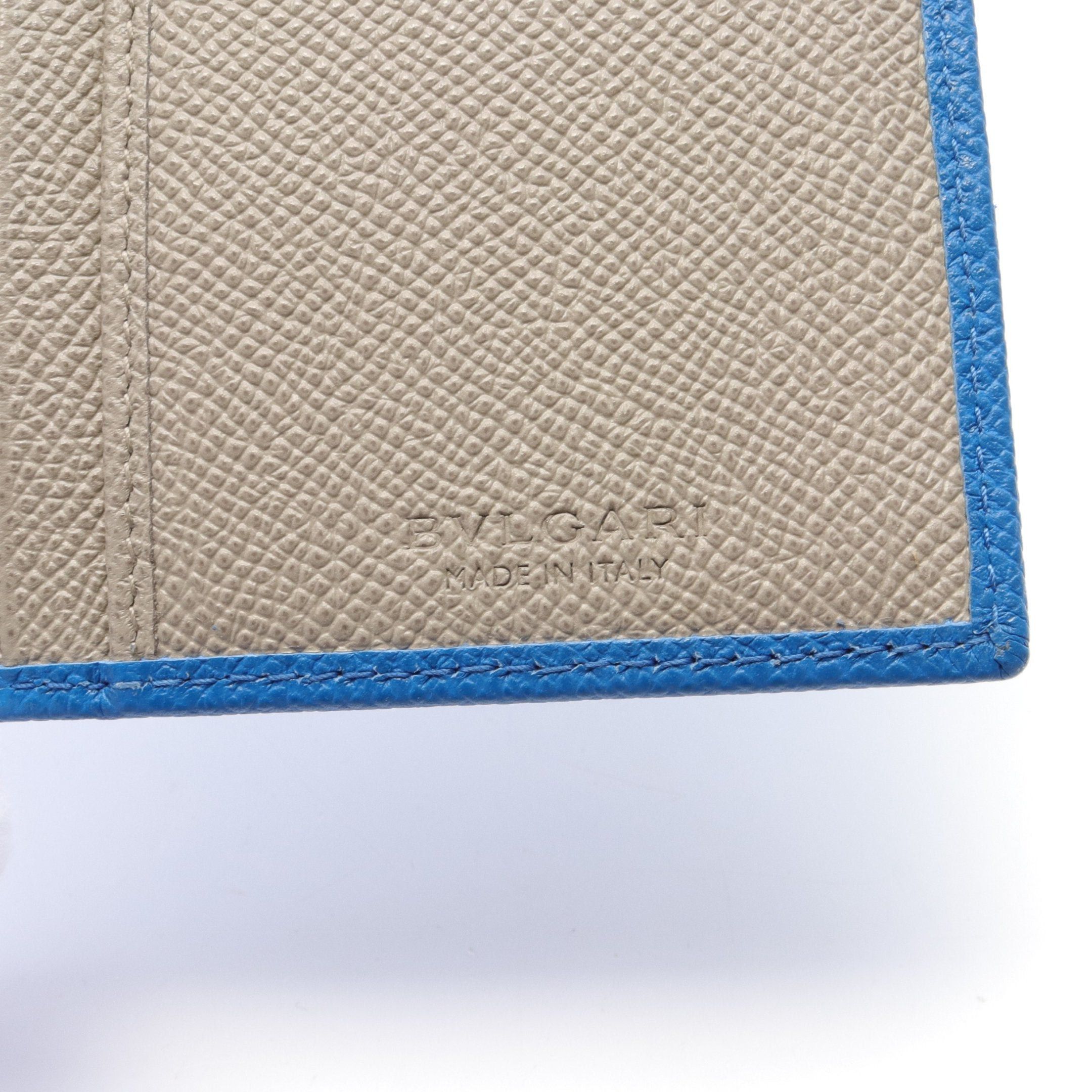 Bvlgari Bvlgari Man Bi-Fold Long Wallet Leather Blue
