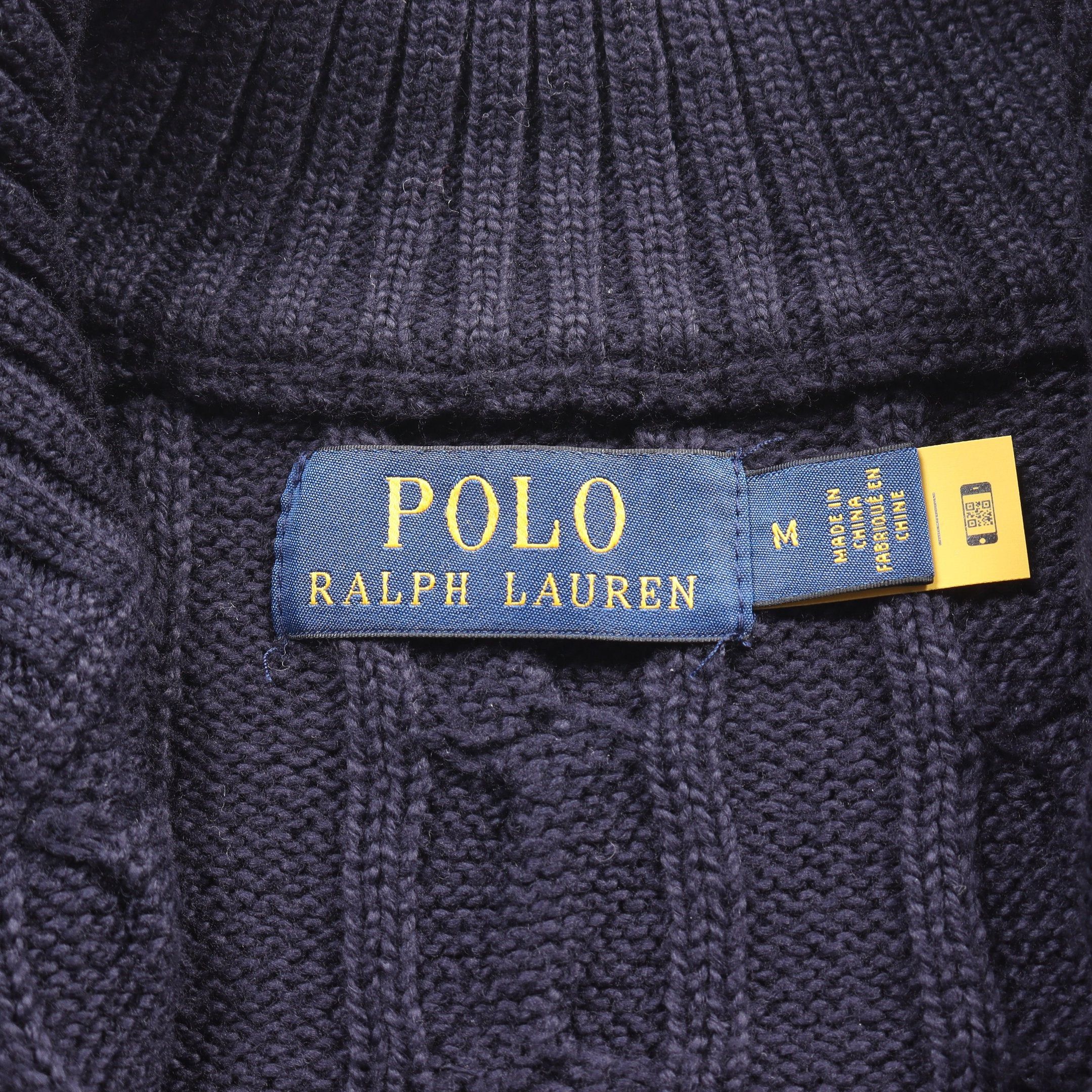 Ralph Lauren Ralph Lauren Half Zip Cable Sweater Knit Cotton Navy Size ONE SIZE - 3 Thumbnail