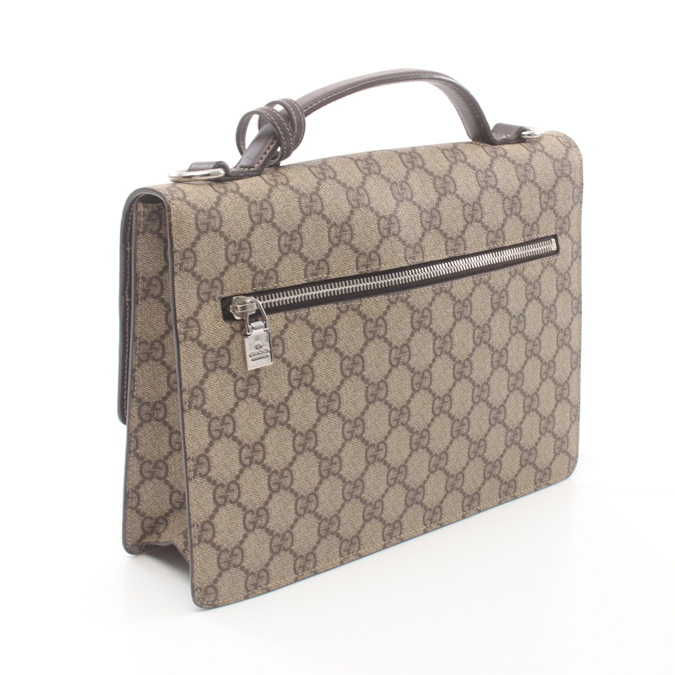 Gucci Gucci Diamante Gg Supreme Handbag Leather Beige Dark Brown Size ONE SIZE - 2 Thumbnail