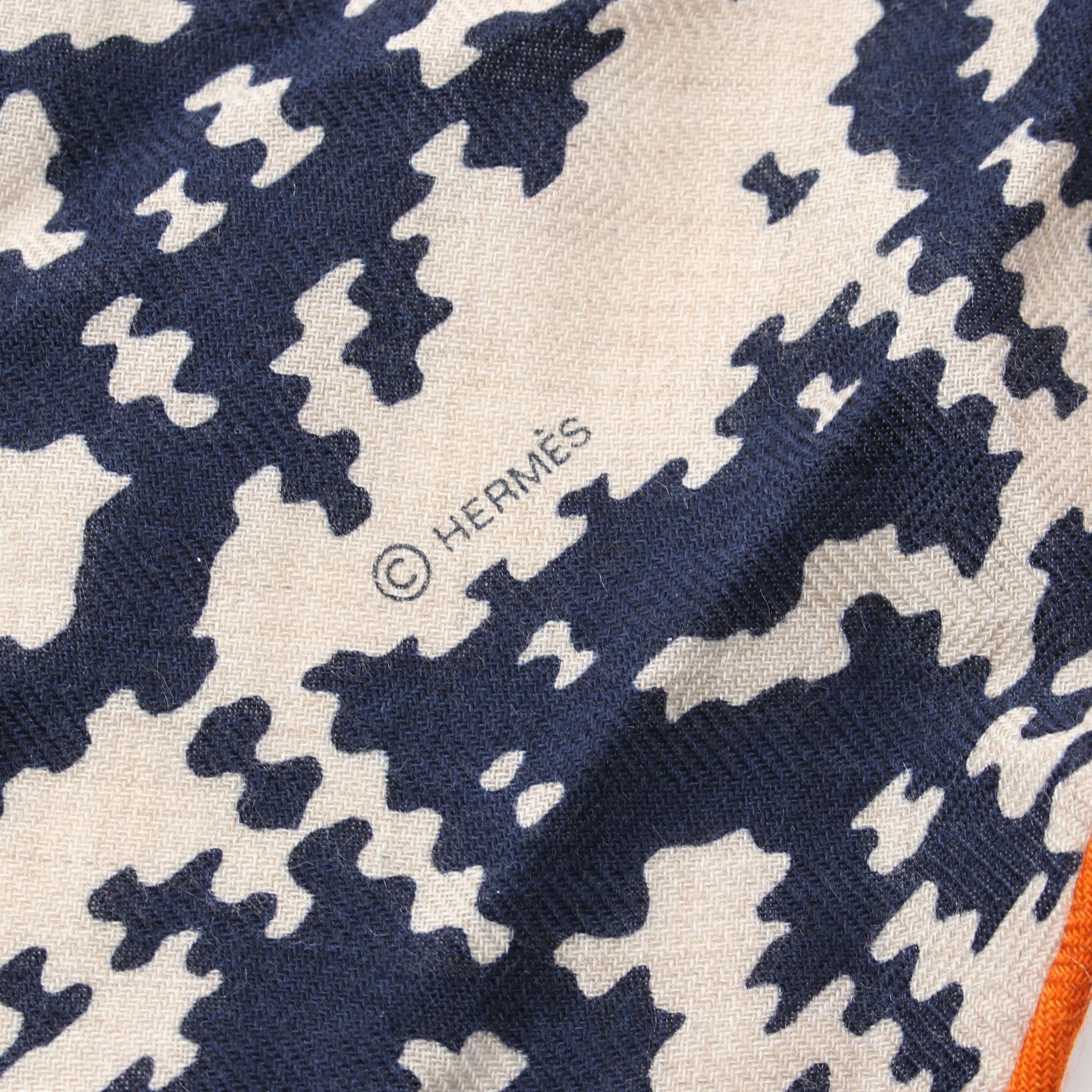Hermes Hermes Losange Gm Mailon Evervesson Scarf Cashmere Silk Navy Beige Orange Size ONE SIZE - 2 Thumbnail