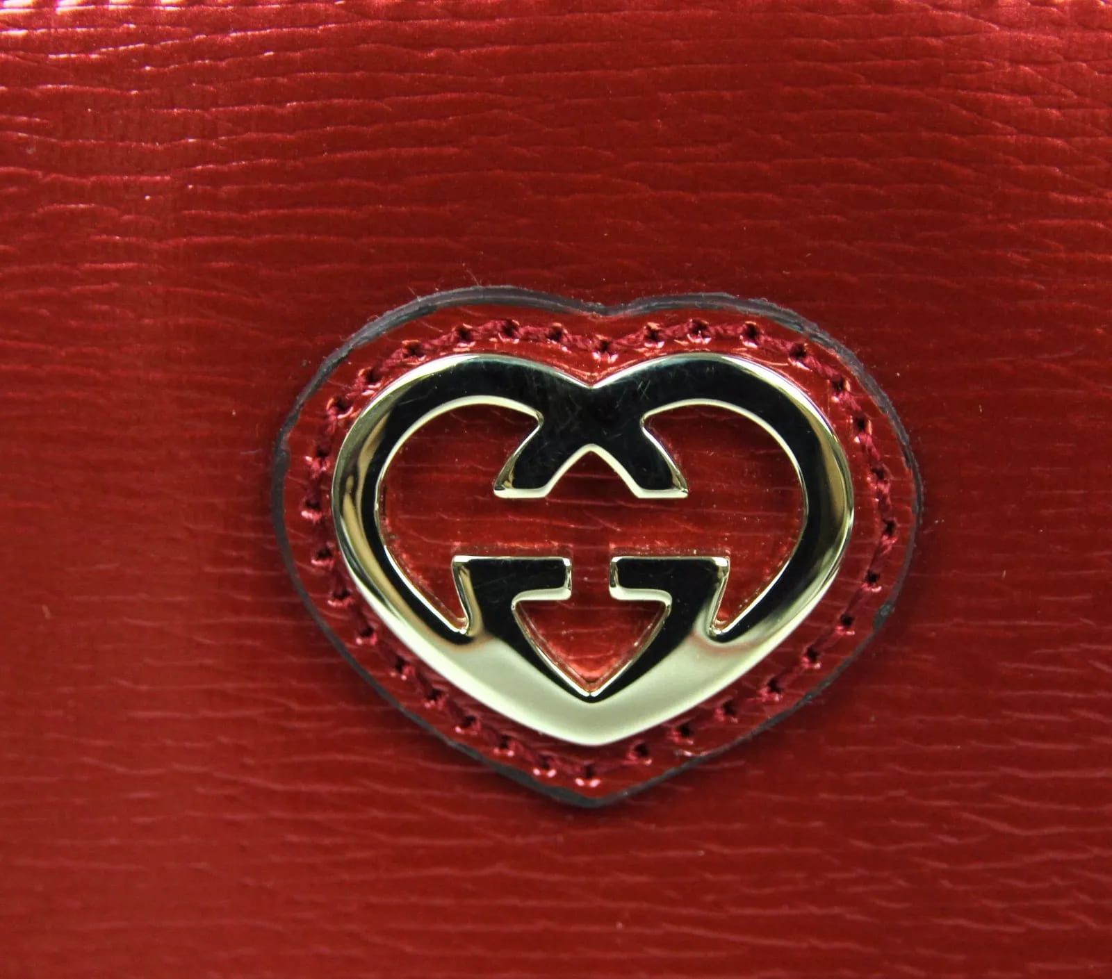 Gucci New Women's Red Shiny Leather Cosmetic Case w/Interlocking Size ONE SIZE - 6 Thumbnail