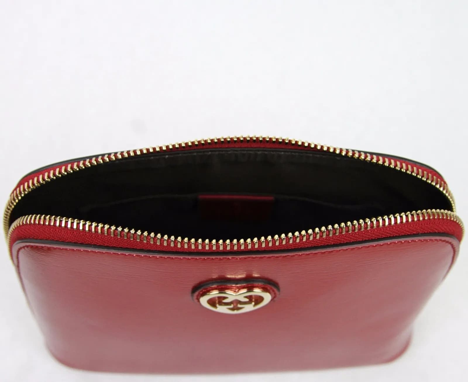 Gucci New Women's Red Shiny Leather Cosmetic Case w/Interlocking Size ONE SIZE - 4 Thumbnail