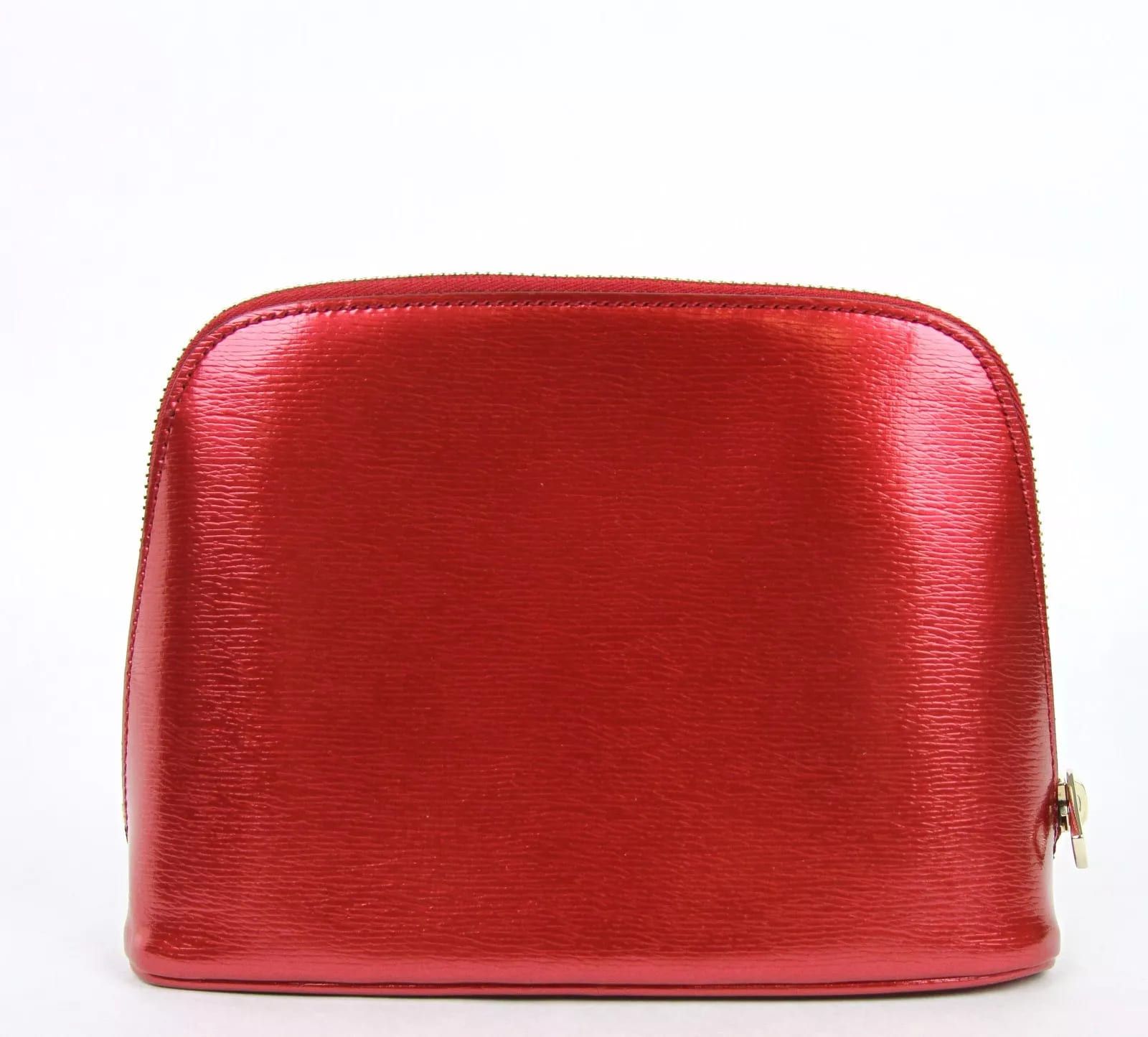 Gucci New Women's Red Shiny Leather Cosmetic Case w/Interlocking Size ONE SIZE - 2 Thumbnail