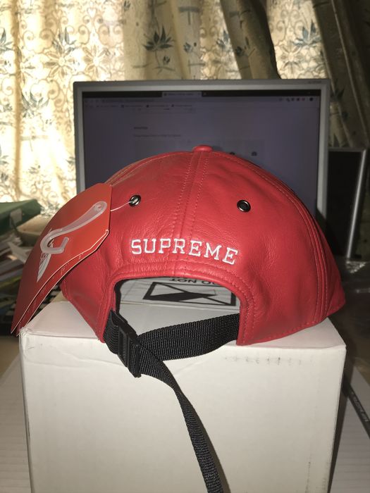 Supreme 6 Panel Leather Cap Red Supreme x North Face | Grailed