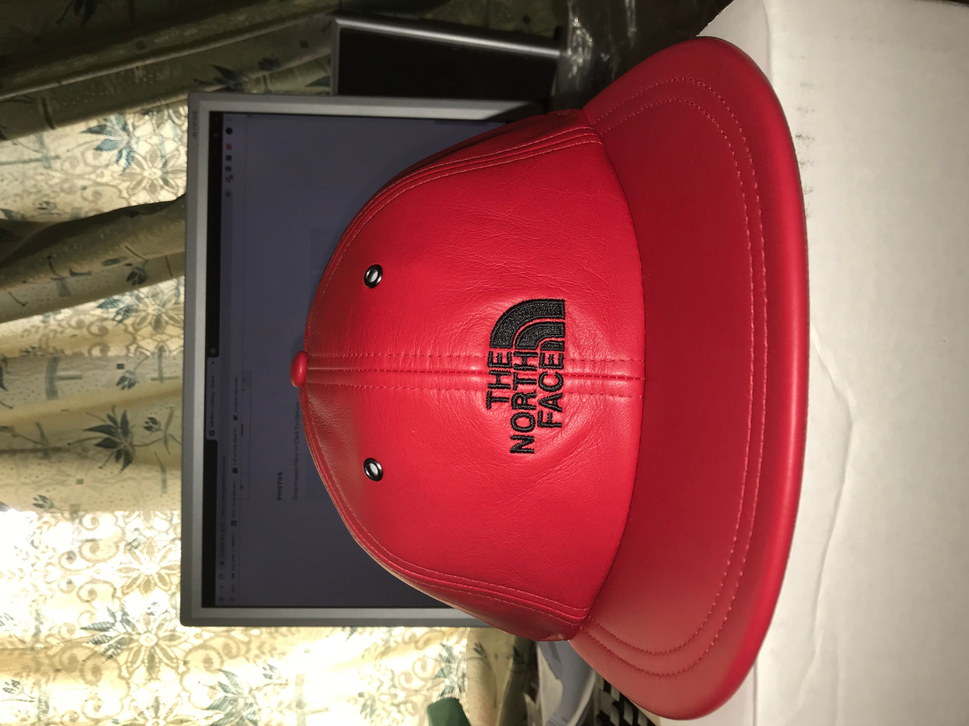 Supreme 6 Panel Leather Cap Red Supreme x North Face | Grailed