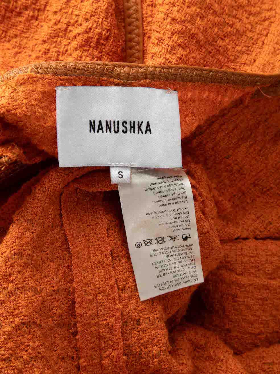Nanushka Orange Frayed Trim Belted Midi Dress Size S / US 4 / IT 40 - 4 Thumbnail