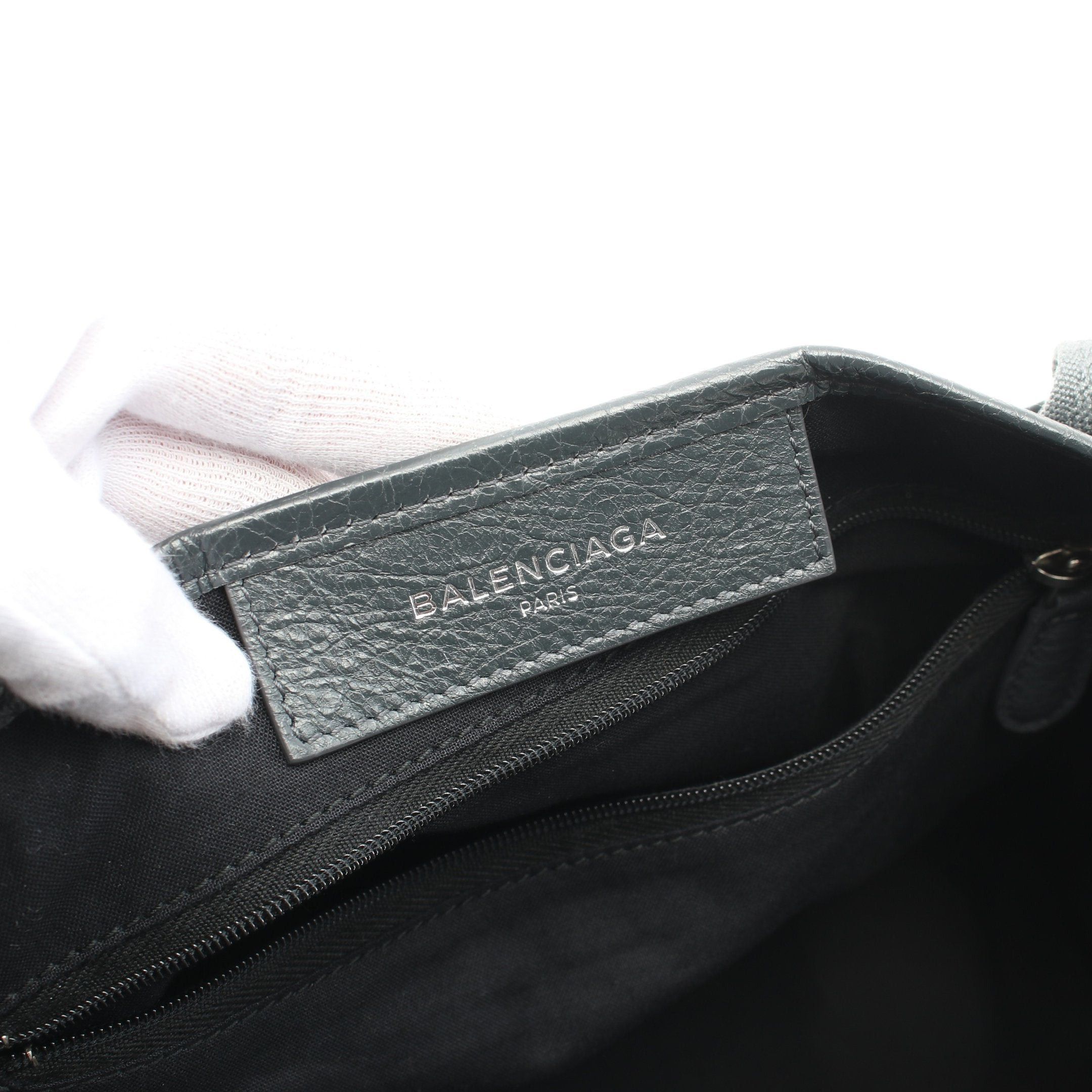 Balenciaga Balenciaga Navy Hippopotamus S Handbag Tote Bag Leather Canvas Gray Green Size ONE SIZE - 4 Thumbnail
