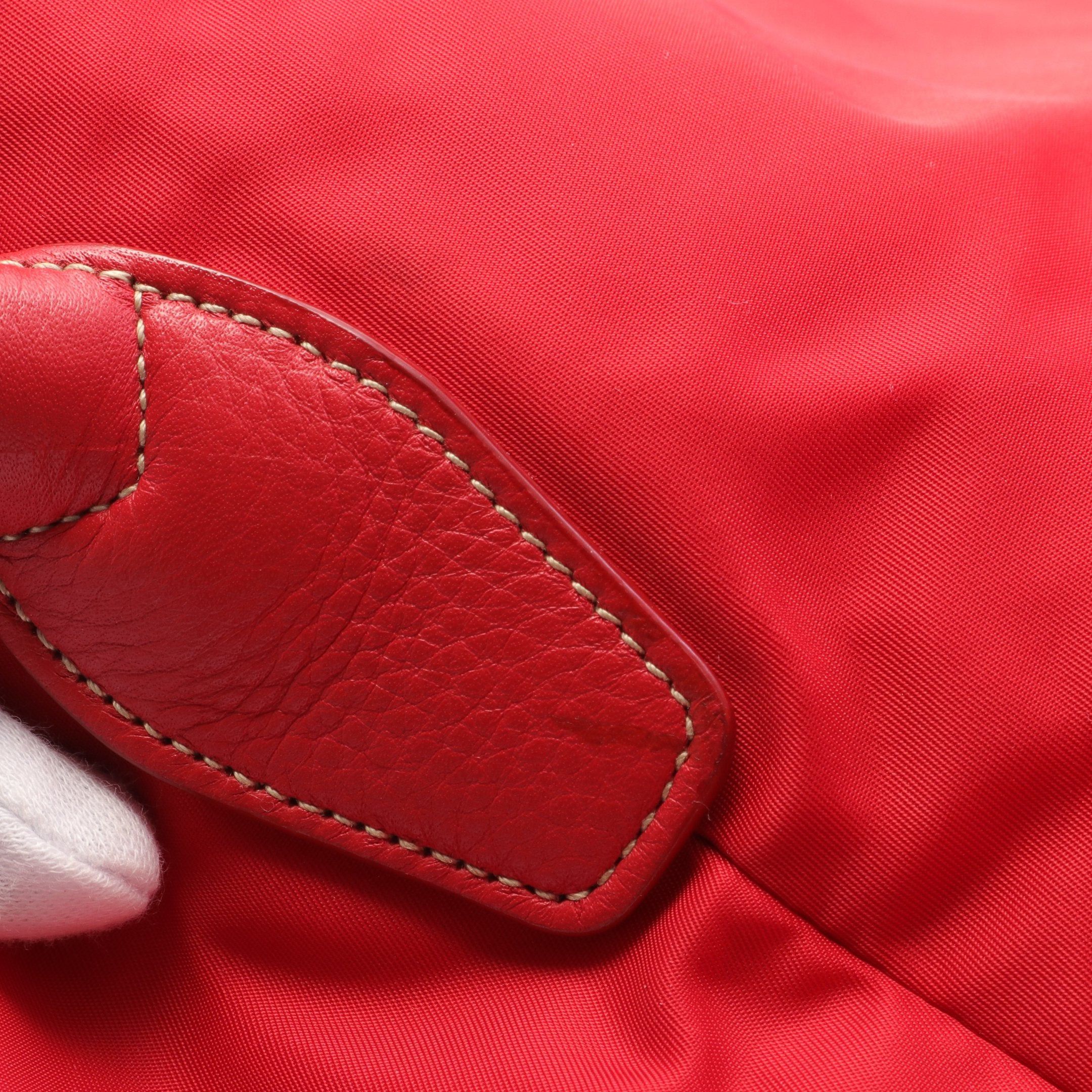 Prada Prada Tessuto+Vit.Dai Handbag Tote Bag Nylon Leather Red Size ONE SIZE - 9 Thumbnail