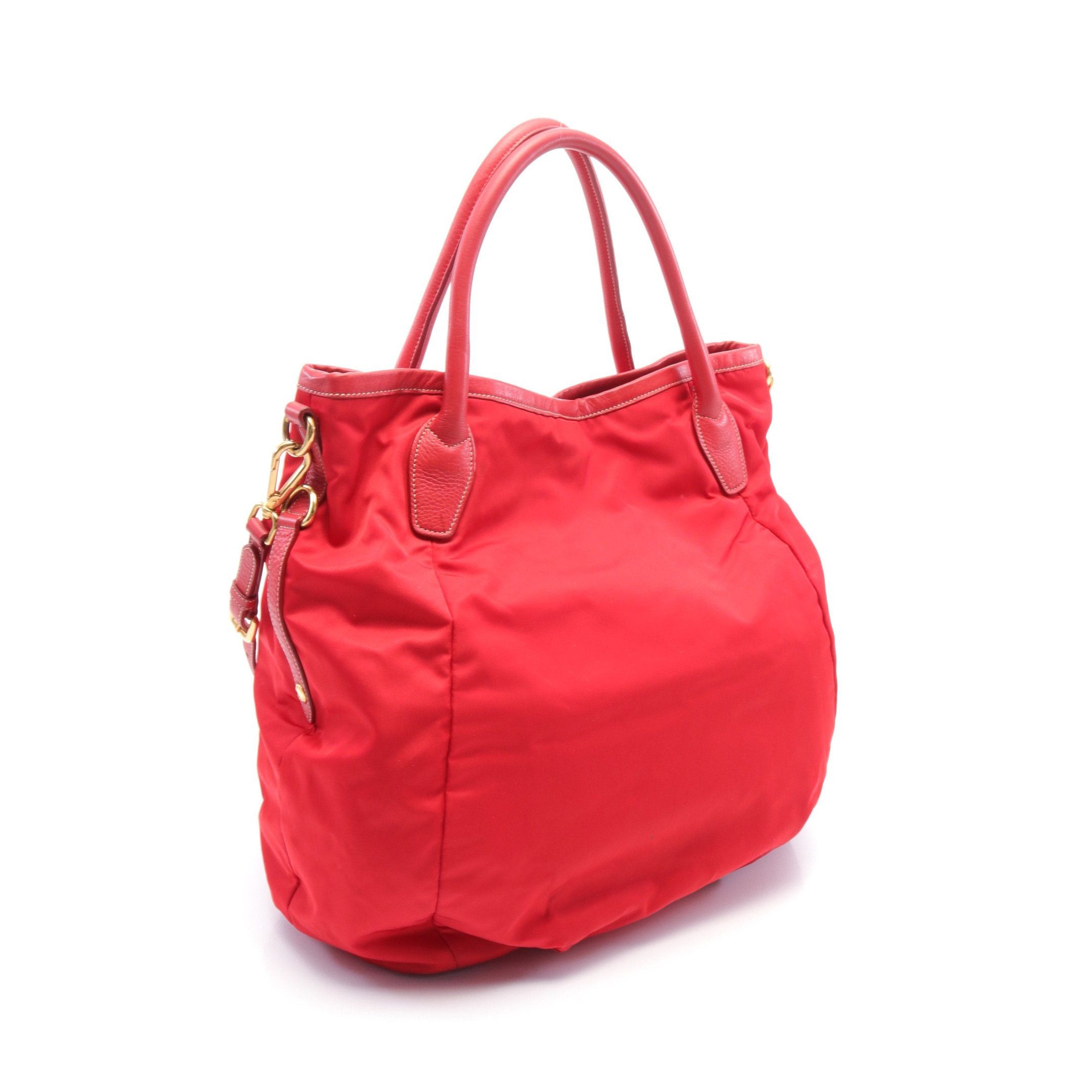 Prada Prada Tessuto+Vit.Dai Handbag Tote Bag Nylon Leather Red Size ONE SIZE - 2 Thumbnail