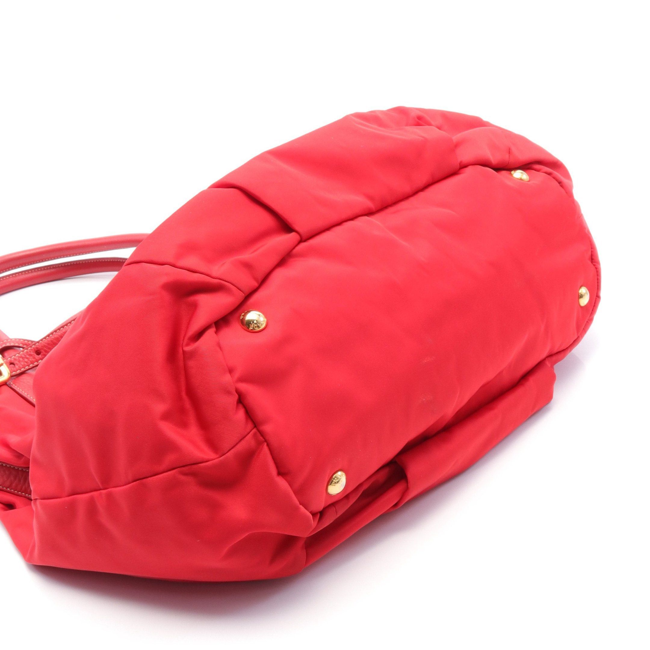 Prada Prada Tessuto+Vit.Dai Handbag Tote Bag Nylon Leather Red Size ONE SIZE - 5 Thumbnail