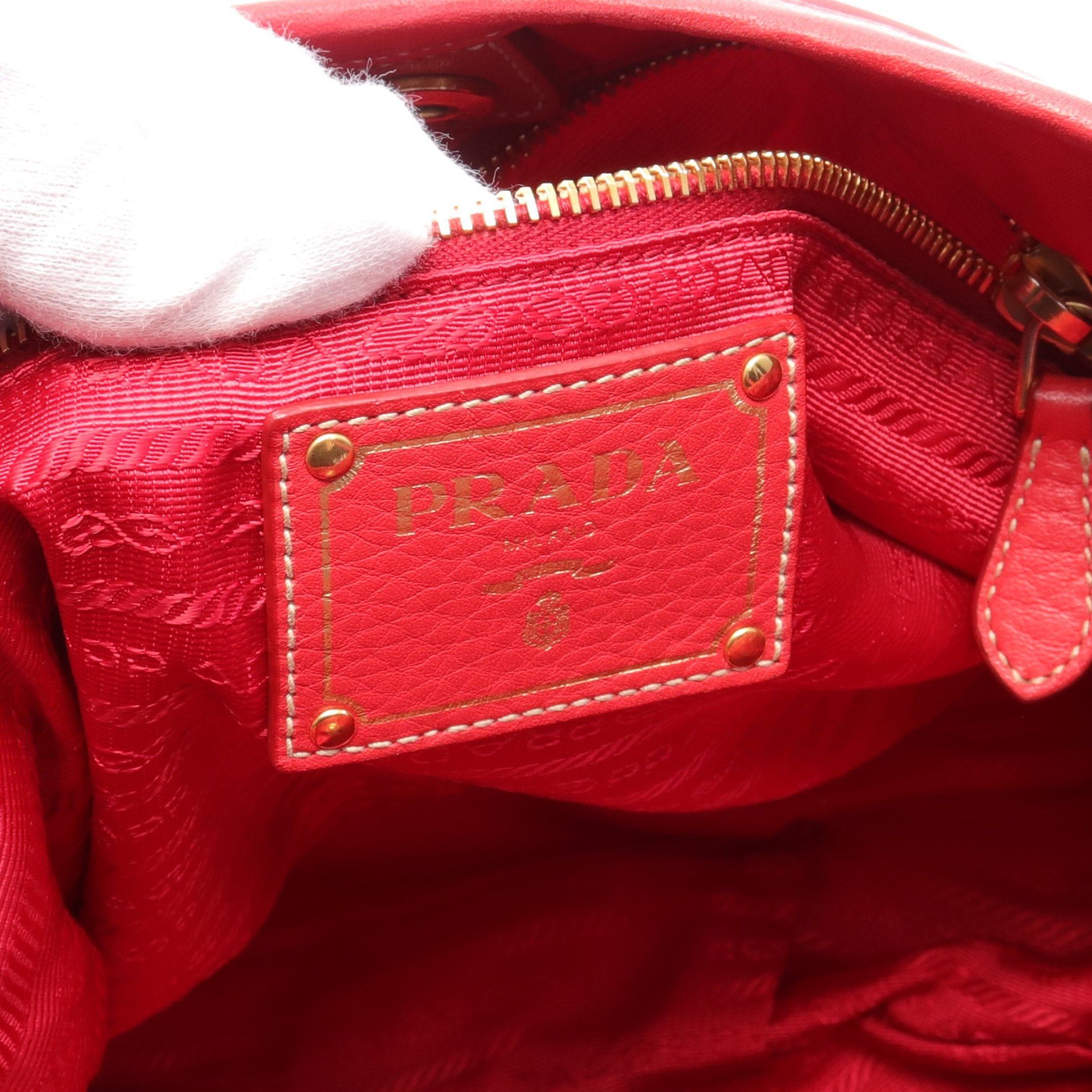 Prada Prada Tessuto+Vit.Dai Handbag Tote Bag Nylon Leather Red Size ONE SIZE - 4 Thumbnail