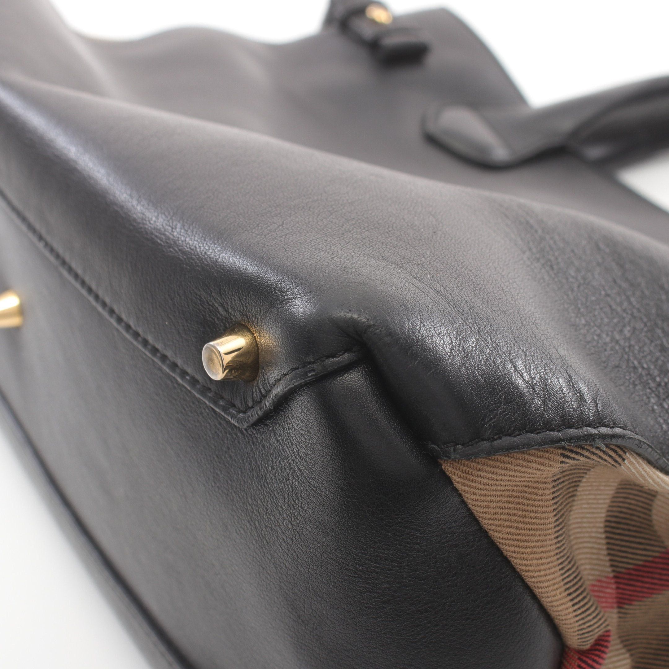 Burberry Burberry House Check Handbag Leather Canvas Black Beige Multicolor Size ONE SIZE - 7 Thumbnail