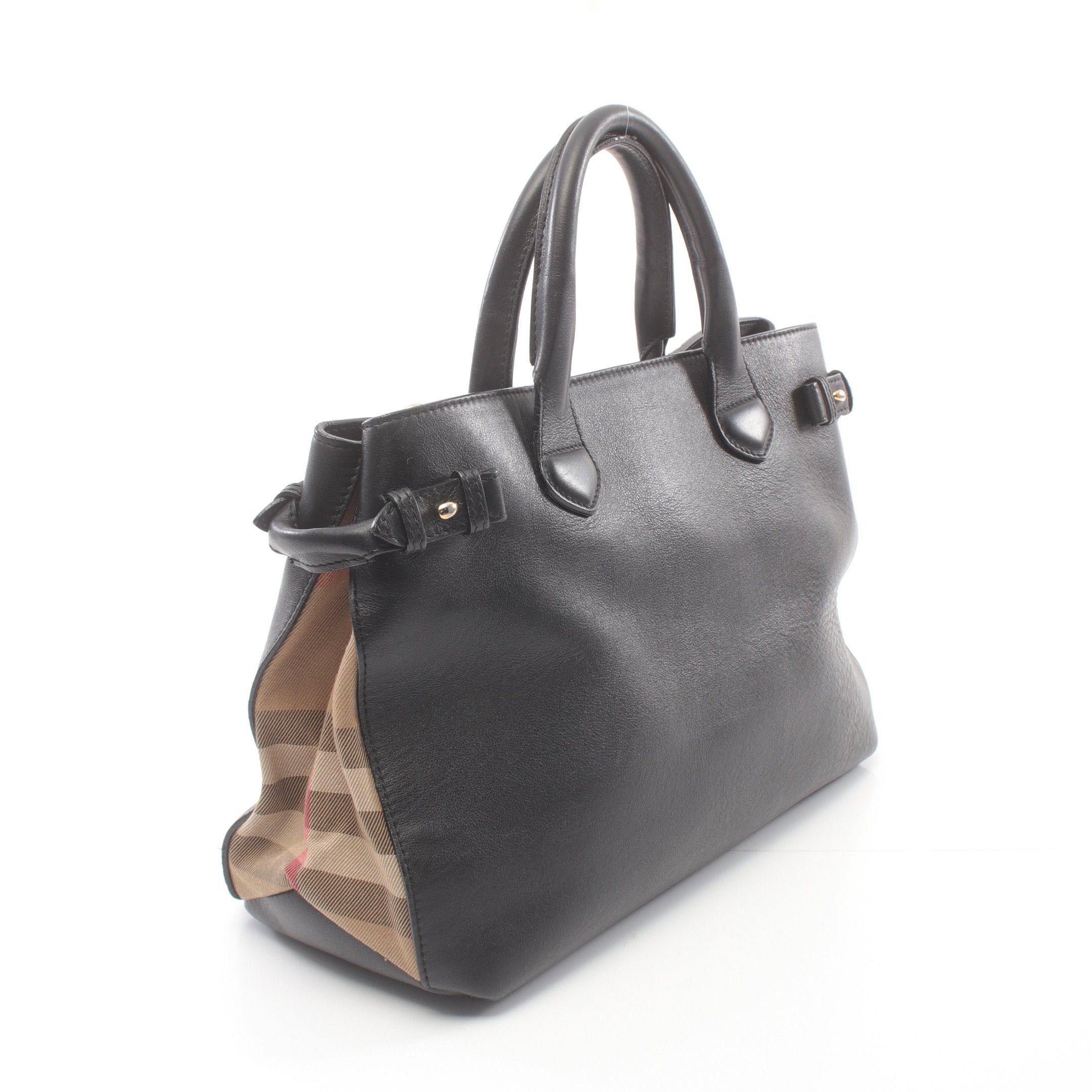 Burberry Burberry House Check Handbag Leather Canvas Black Beige Multicolor Size ONE SIZE - 2 Thumbnail