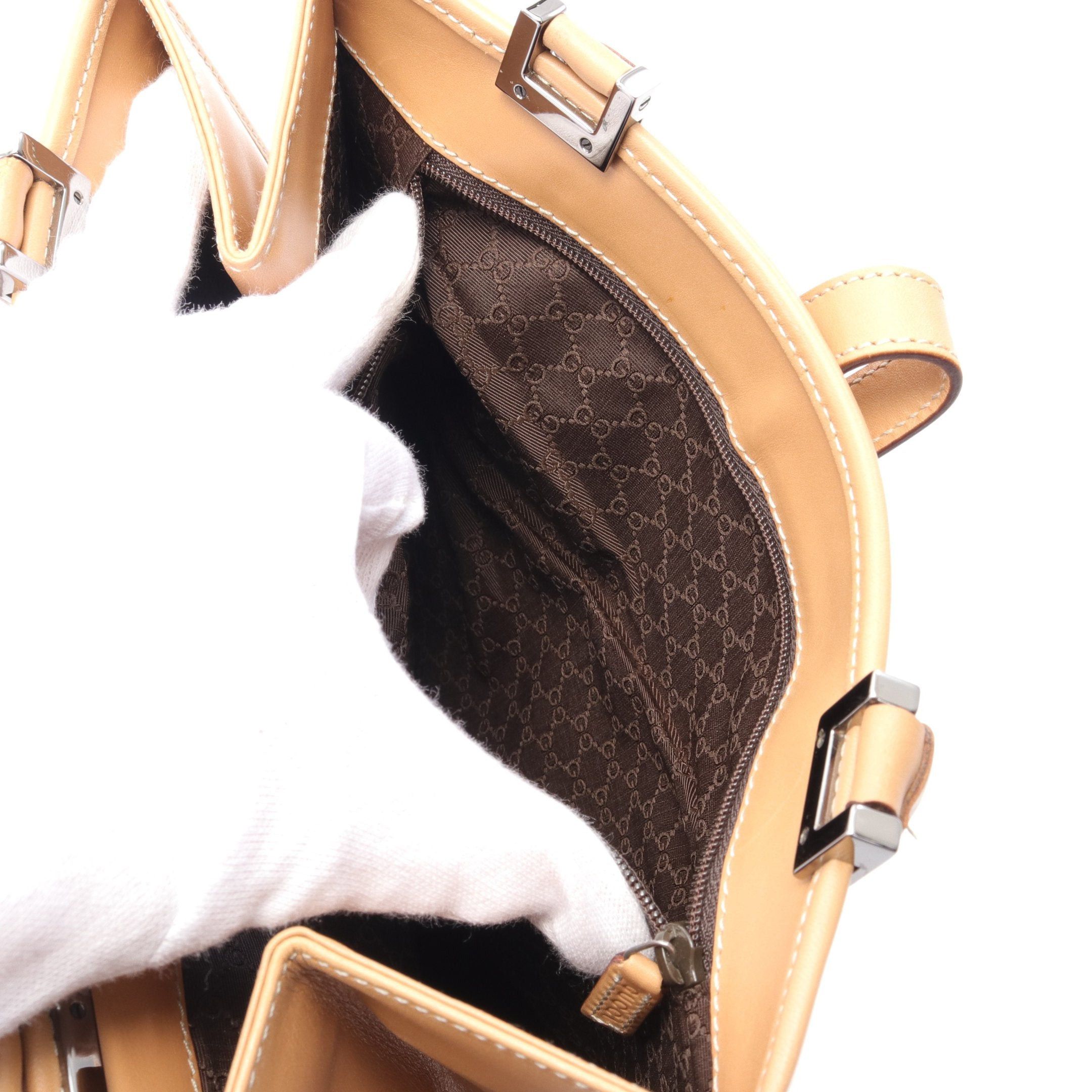 Gucci Gucci Jackie Line Handbag Leather Beige Size ONE SIZE - 5 Thumbnail