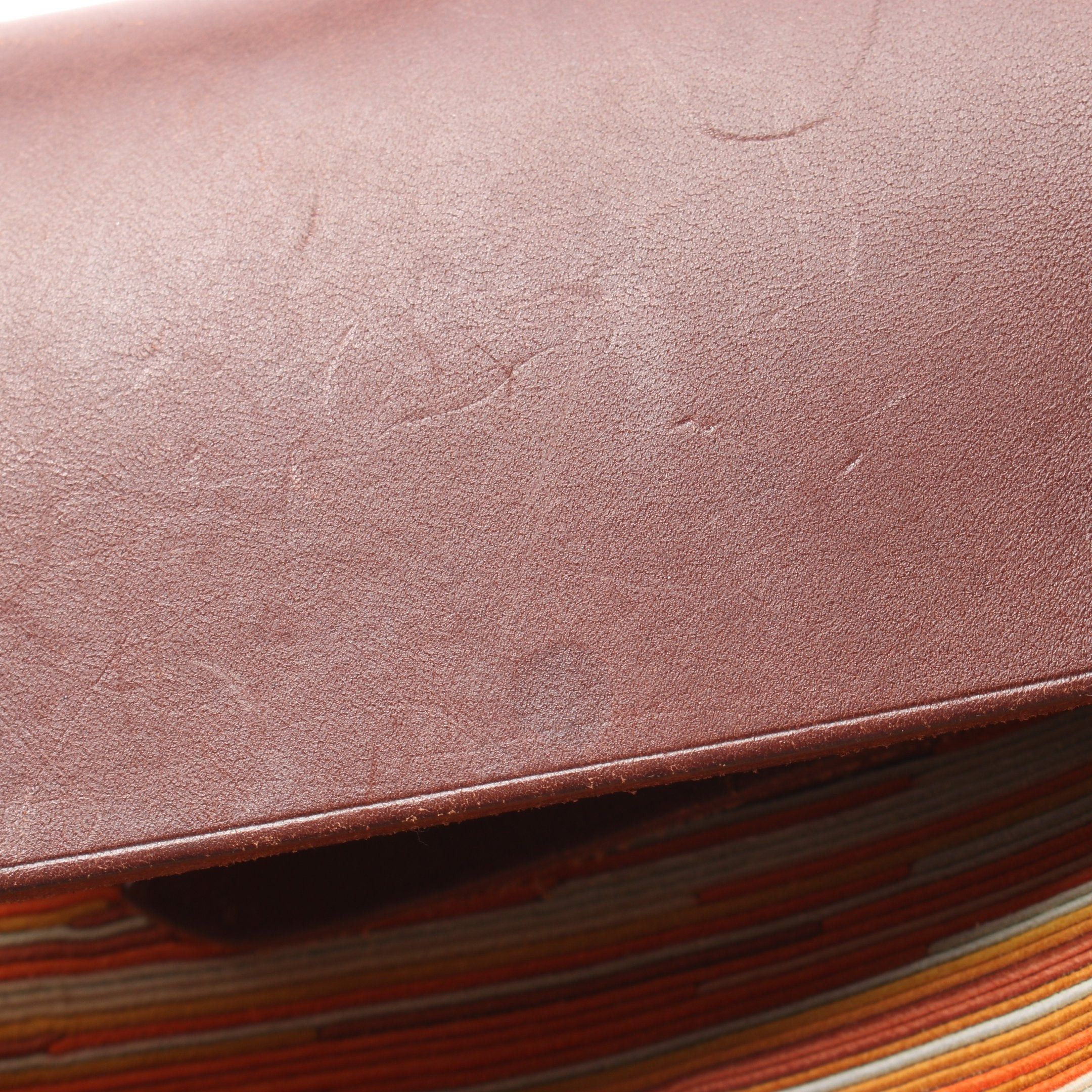 Hermes Hermes Herbag Pm Handbag Vibrato Leather Dark Brown Orange Multicolor Gold Hardware □F Stamp (Manufactured Around 2002) Size ONE SIZE - 9 Thumbnail