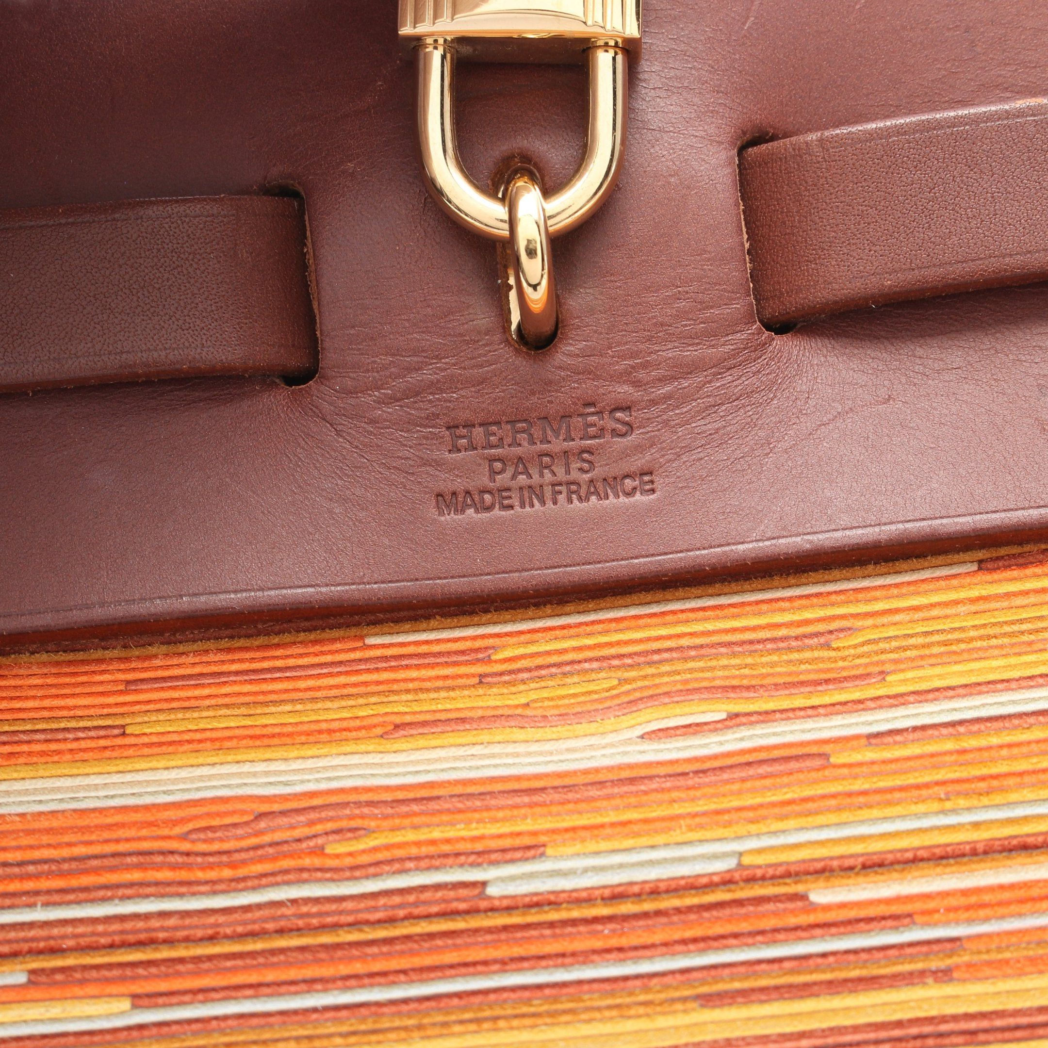 Hermes Hermes Herbag Pm Handbag Vibrato Leather Dark Brown Orange Multicolor Gold Hardware □F Stamp (Manufactured Around 2002) Size ONE SIZE - 4 Thumbnail