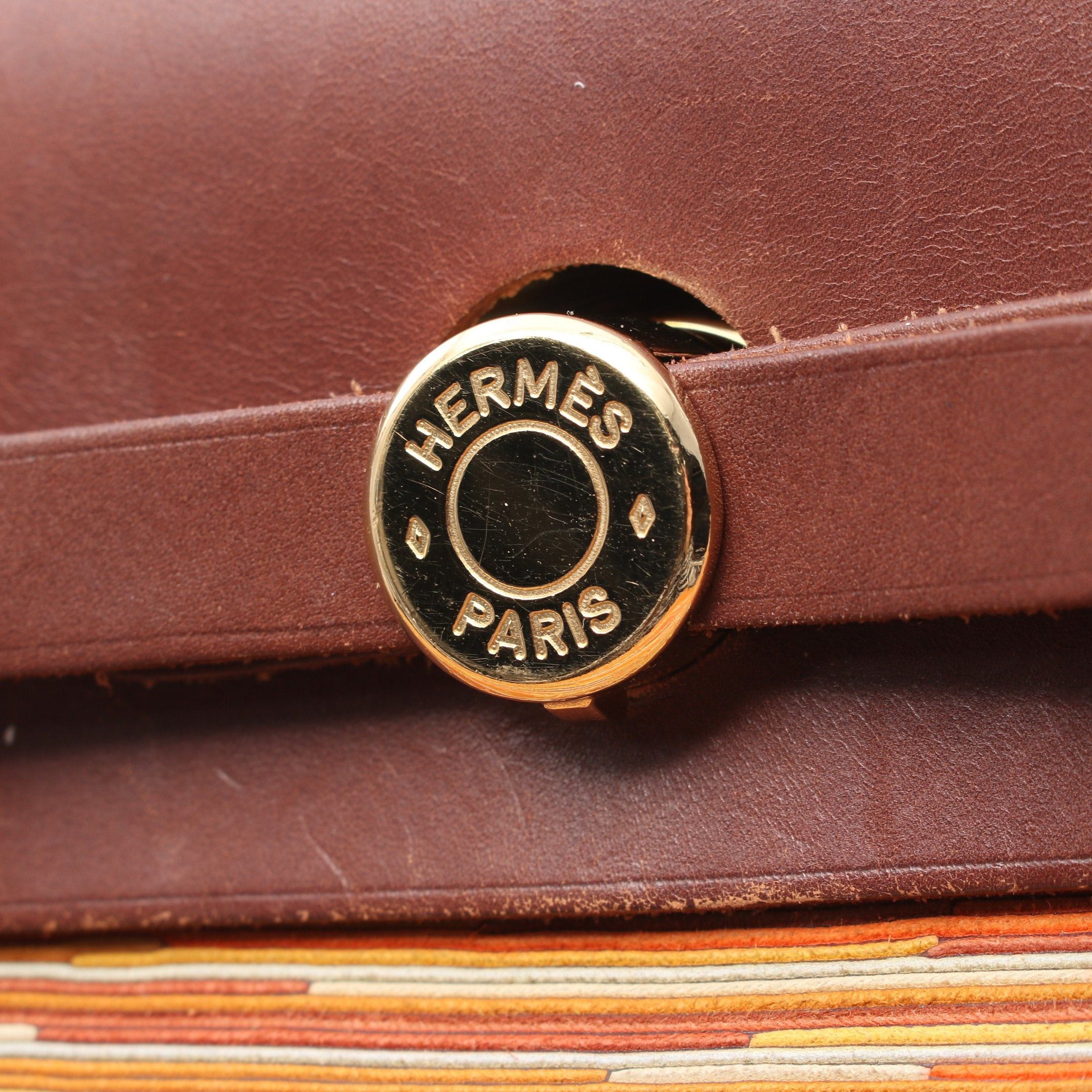 Hermes Hermes Herbag Pm Handbag Vibrato Leather Dark Brown Orange Multicolor Gold Hardware □F Stamp (Manufactured Around 2002) Size ONE SIZE - 8 Thumbnail